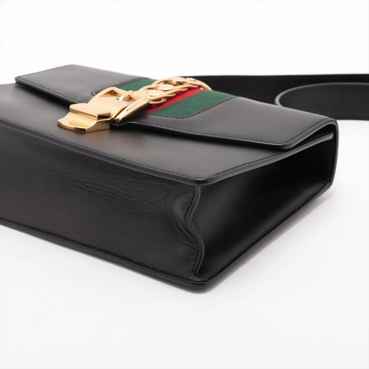 Sylvie Leather Shoulder Bag, Black, 421882 — view 3