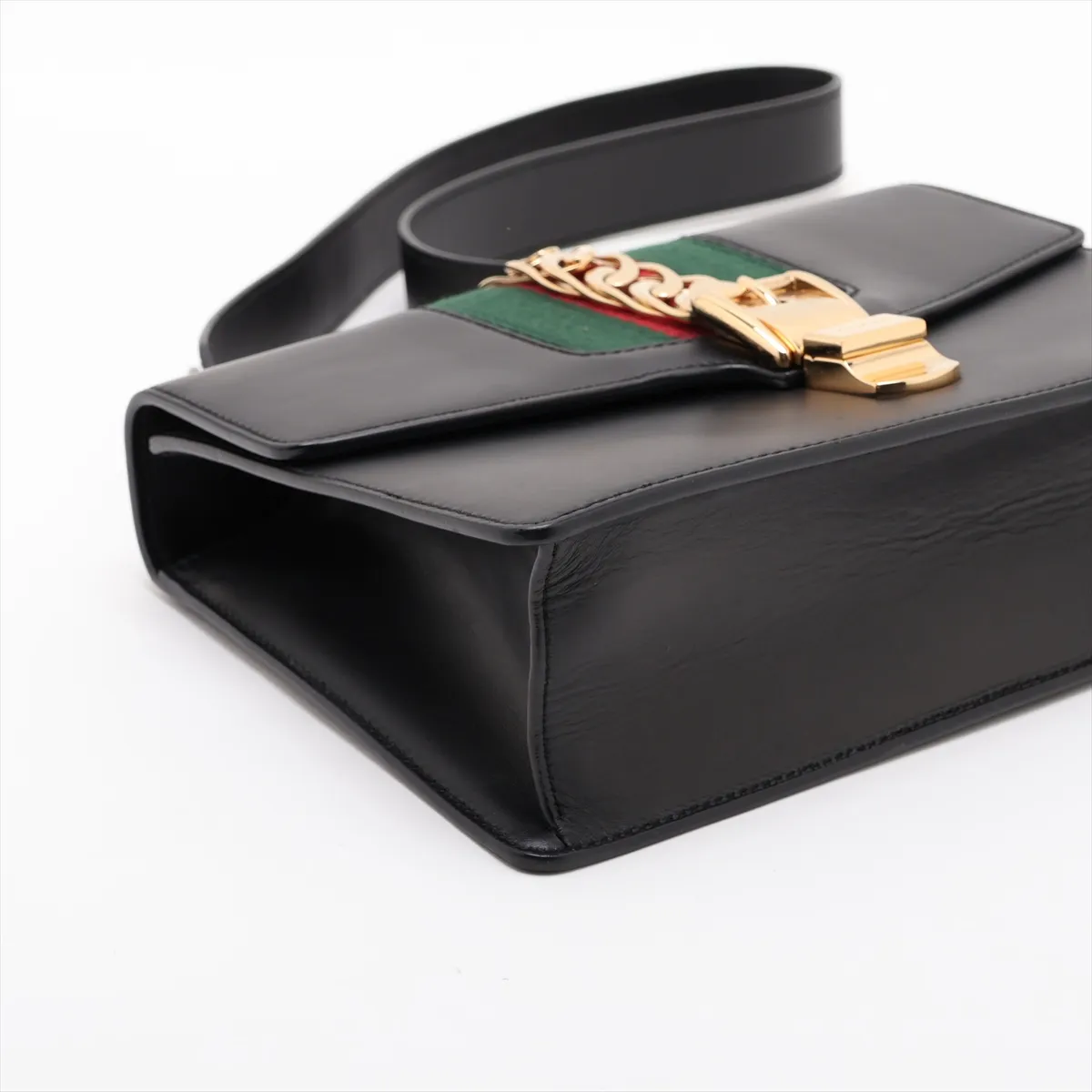 Sylvie Leather Shoulder Bag, Black, 421882 — view 4