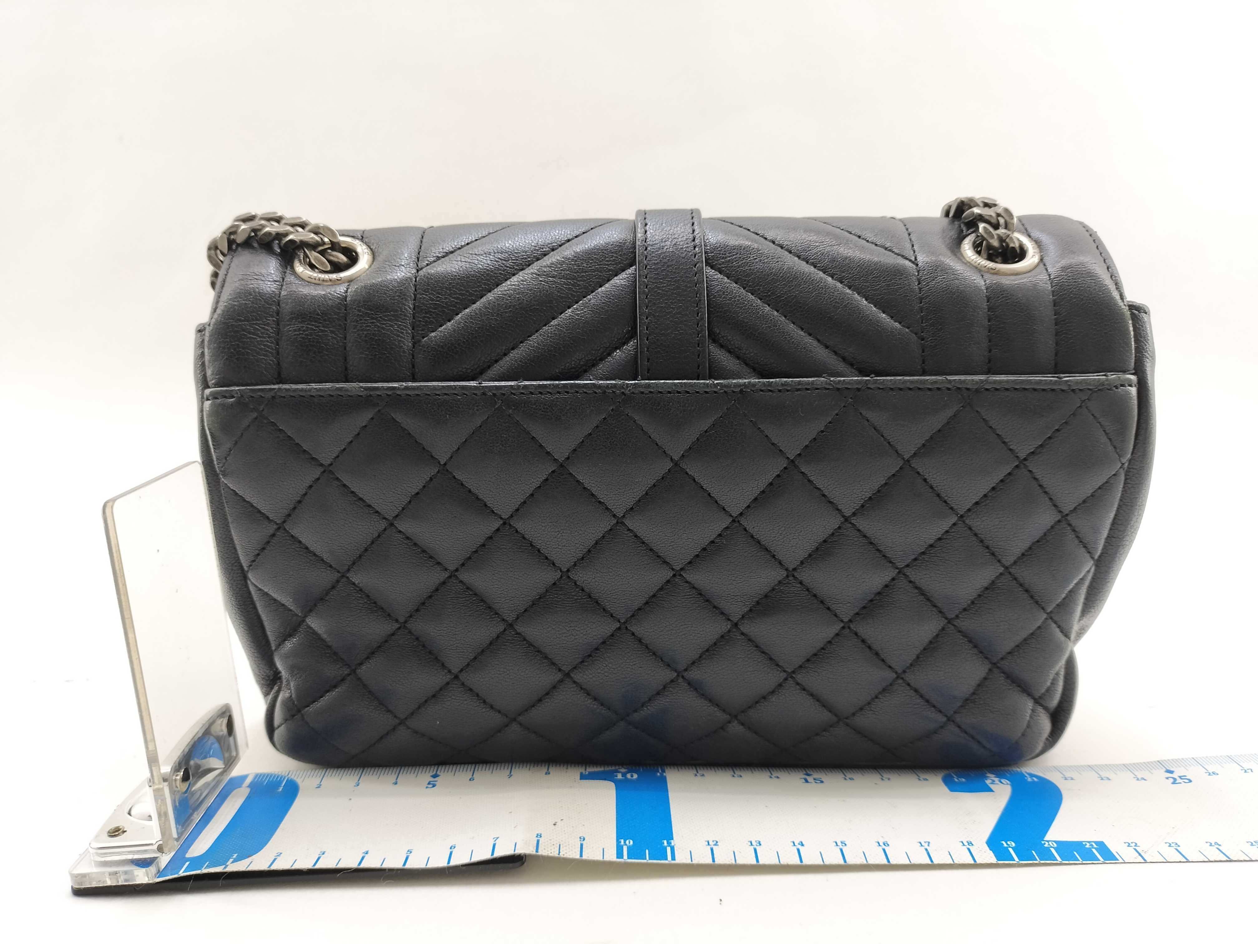 Envelope Leather Chain Shoulder Bag, Black, 428125 (Shoulder Bag) — view 2