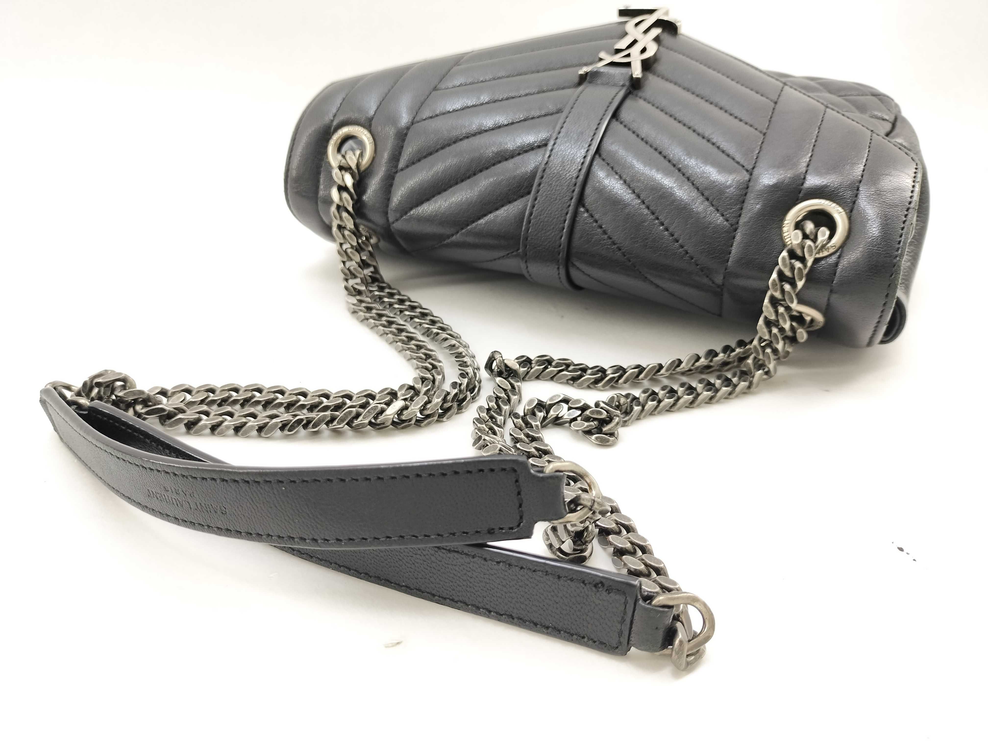 Envelope Leather Chain Shoulder Bag, Black, 428125 (Shoulder Bag) — view 7