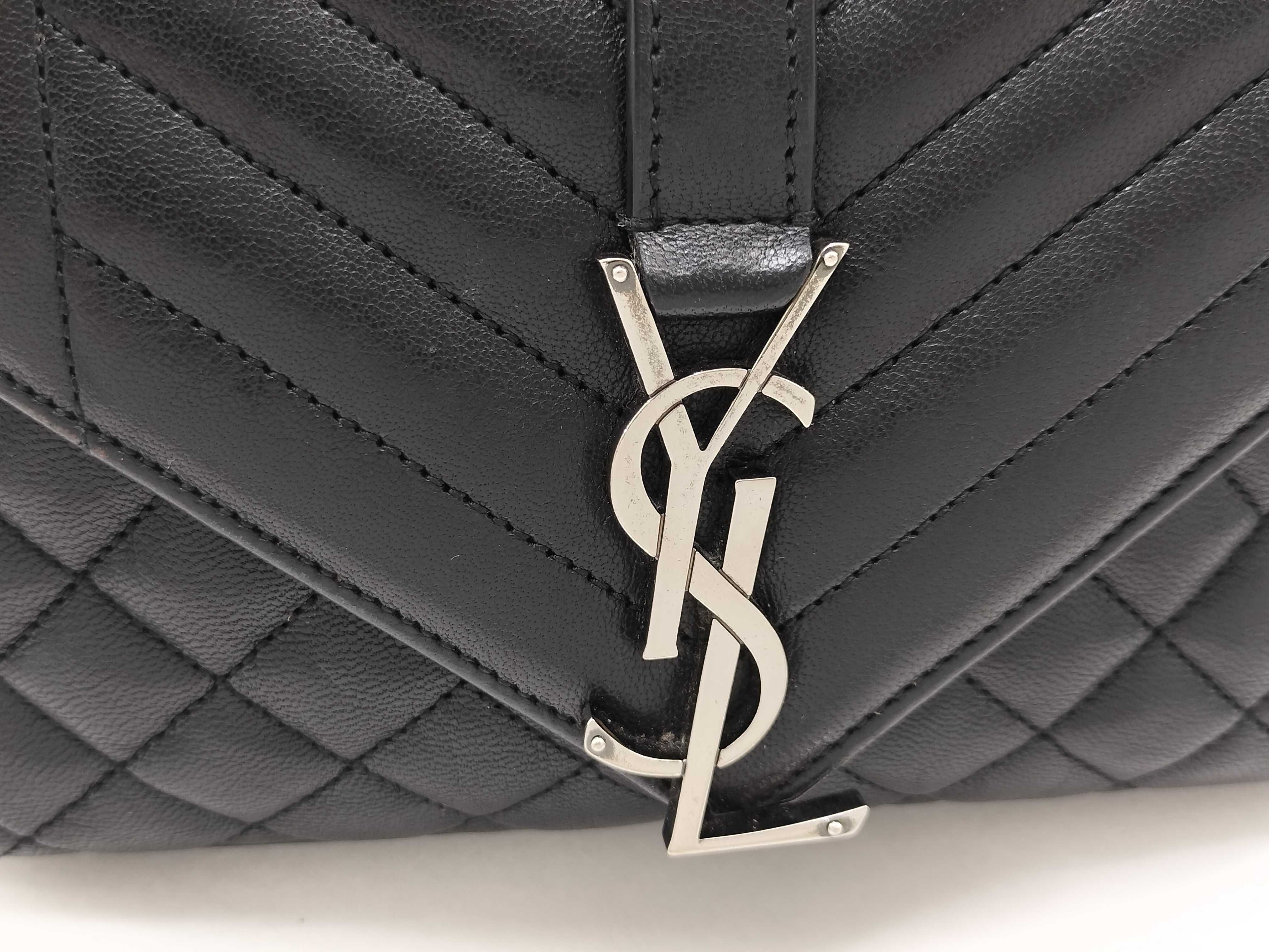Envelope Leather Chain Shoulder Bag, Black, 428125 (Shoulder Bag) — view 8