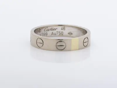 Mini Love Ring, 750WG, 3.1g, Size #46 (actual size #8), Width approx. 3.5mm