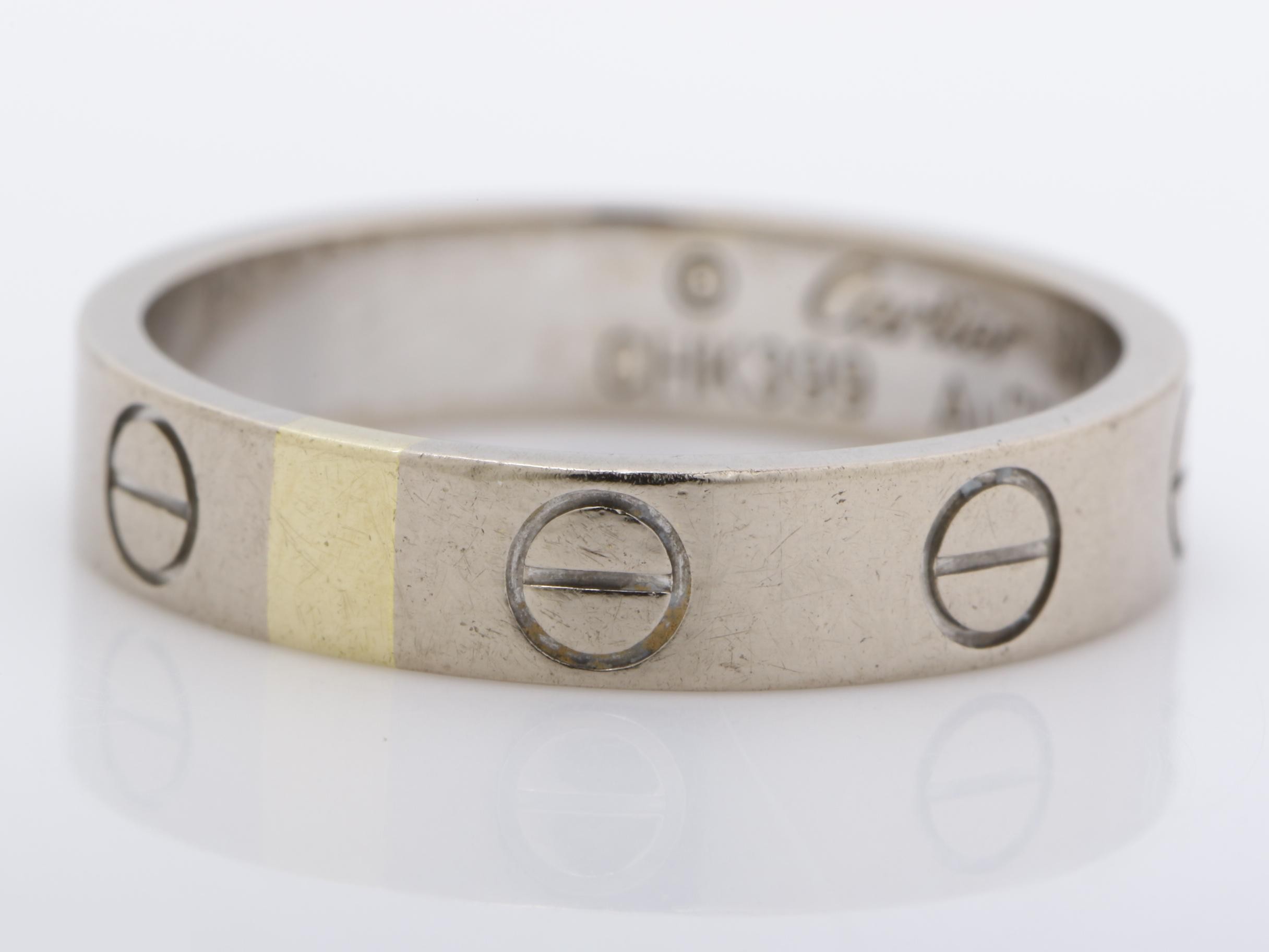 Mini Love Ring, 750WG, 3.1g, Size #46 (actual size #8), Width approx. 3.5mm — view 3