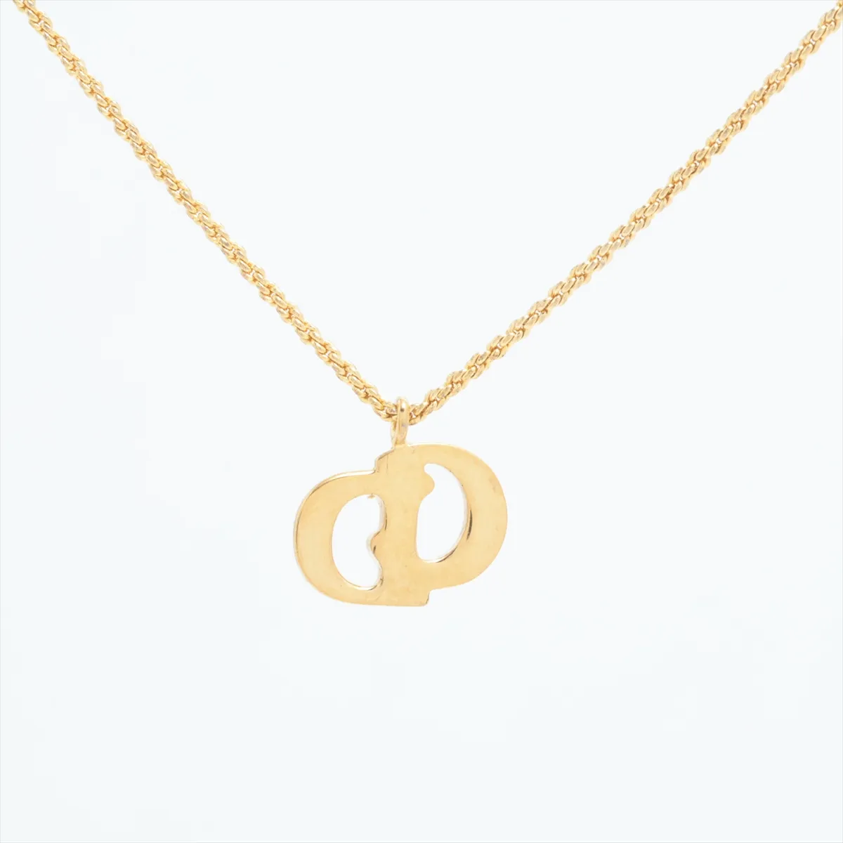 CD logo necklace, GP gold. Shows signs of wear, — view 2