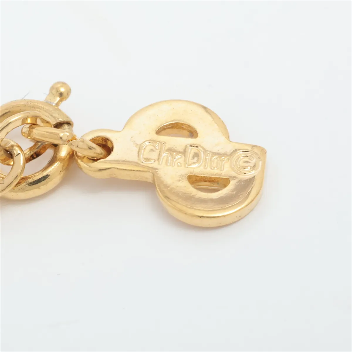 CD logo necklace, GP gold. Shows signs of wear, — view 4