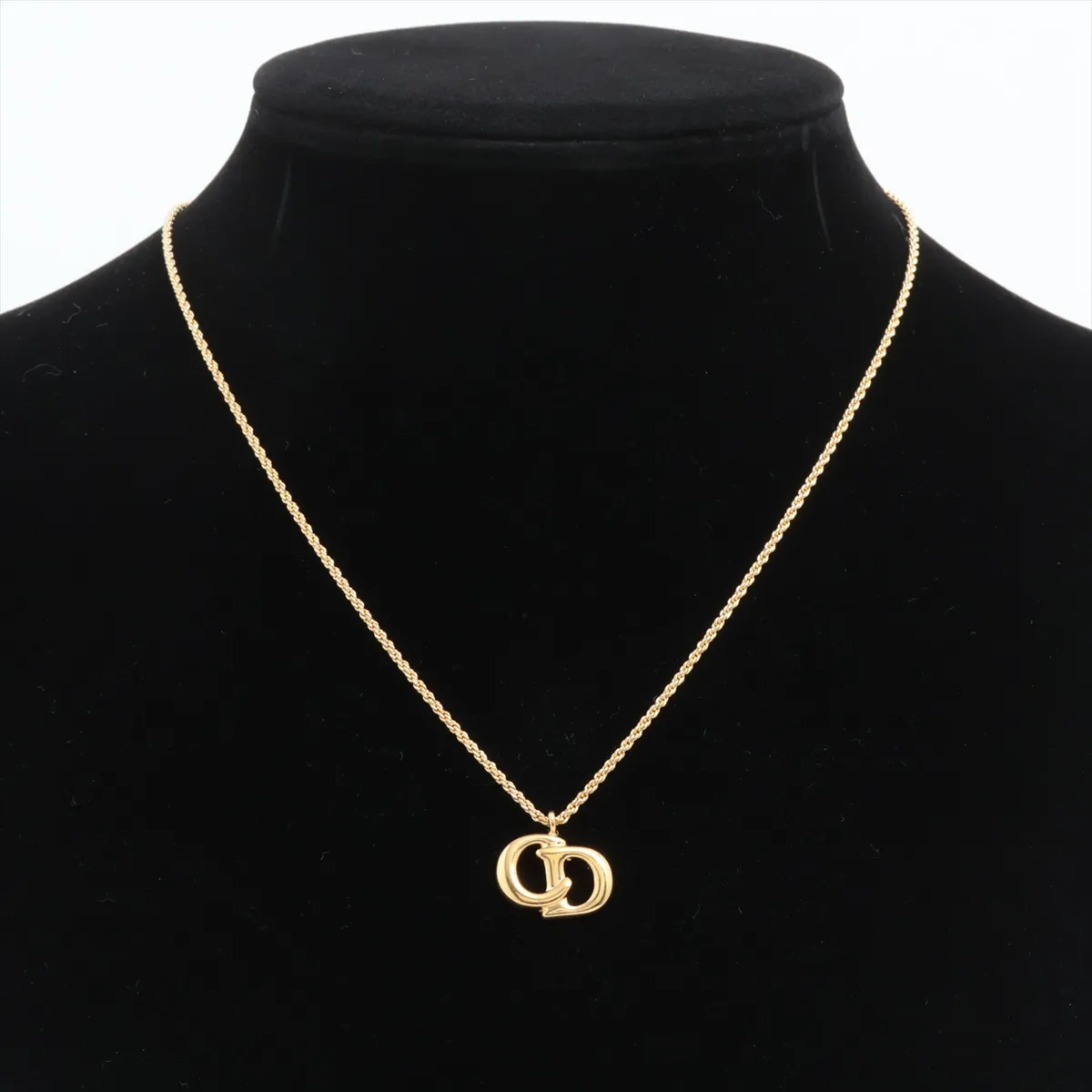 CD logo necklace, GP gold. Shows signs of wear, — view 5