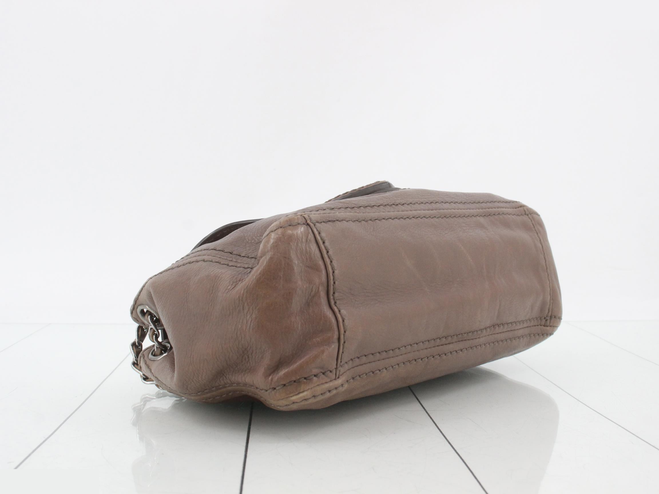 Chain shoulder bag, lambskin, brown — view 5