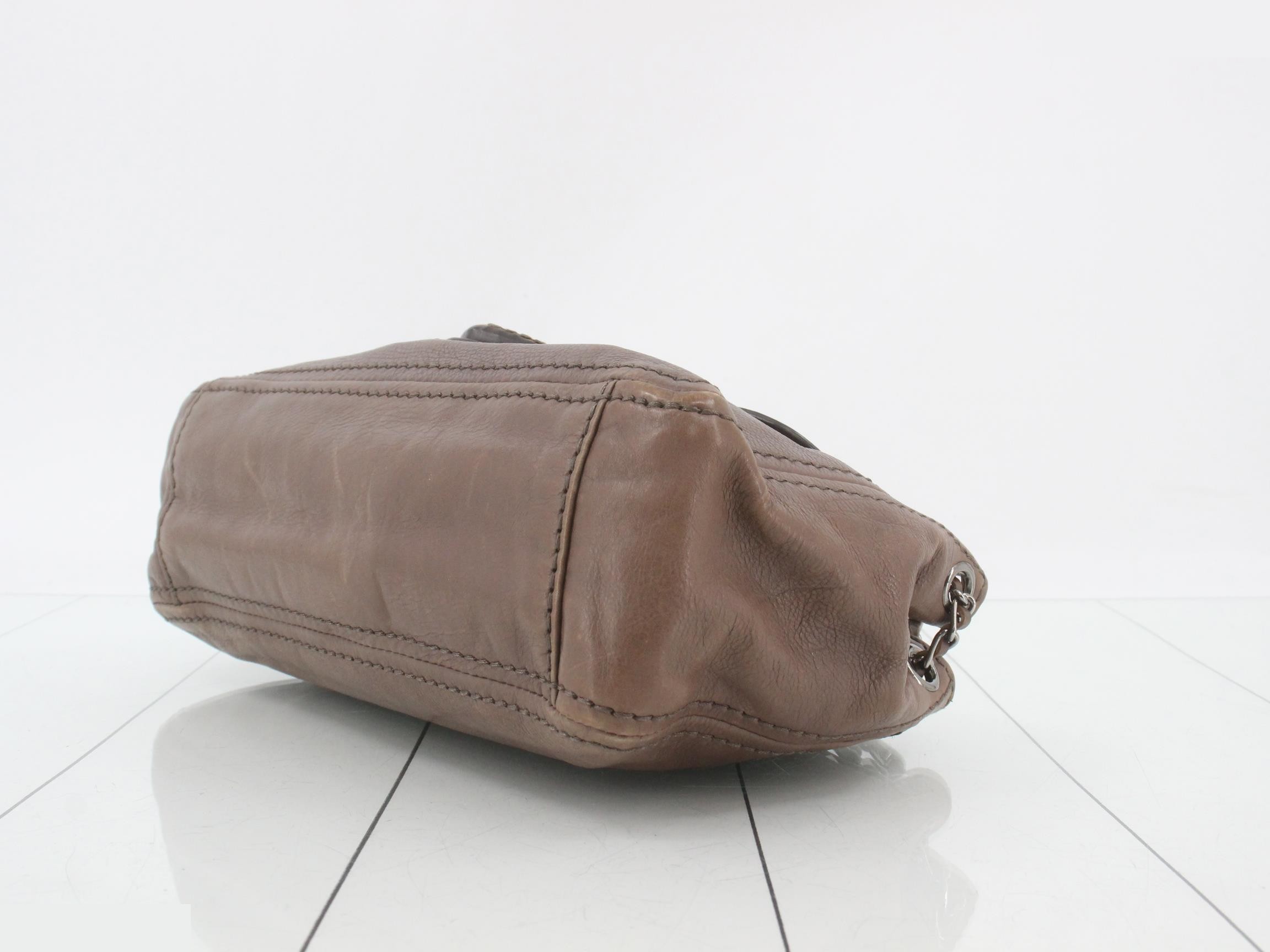 Chain shoulder bag, lambskin, brown — view 6
