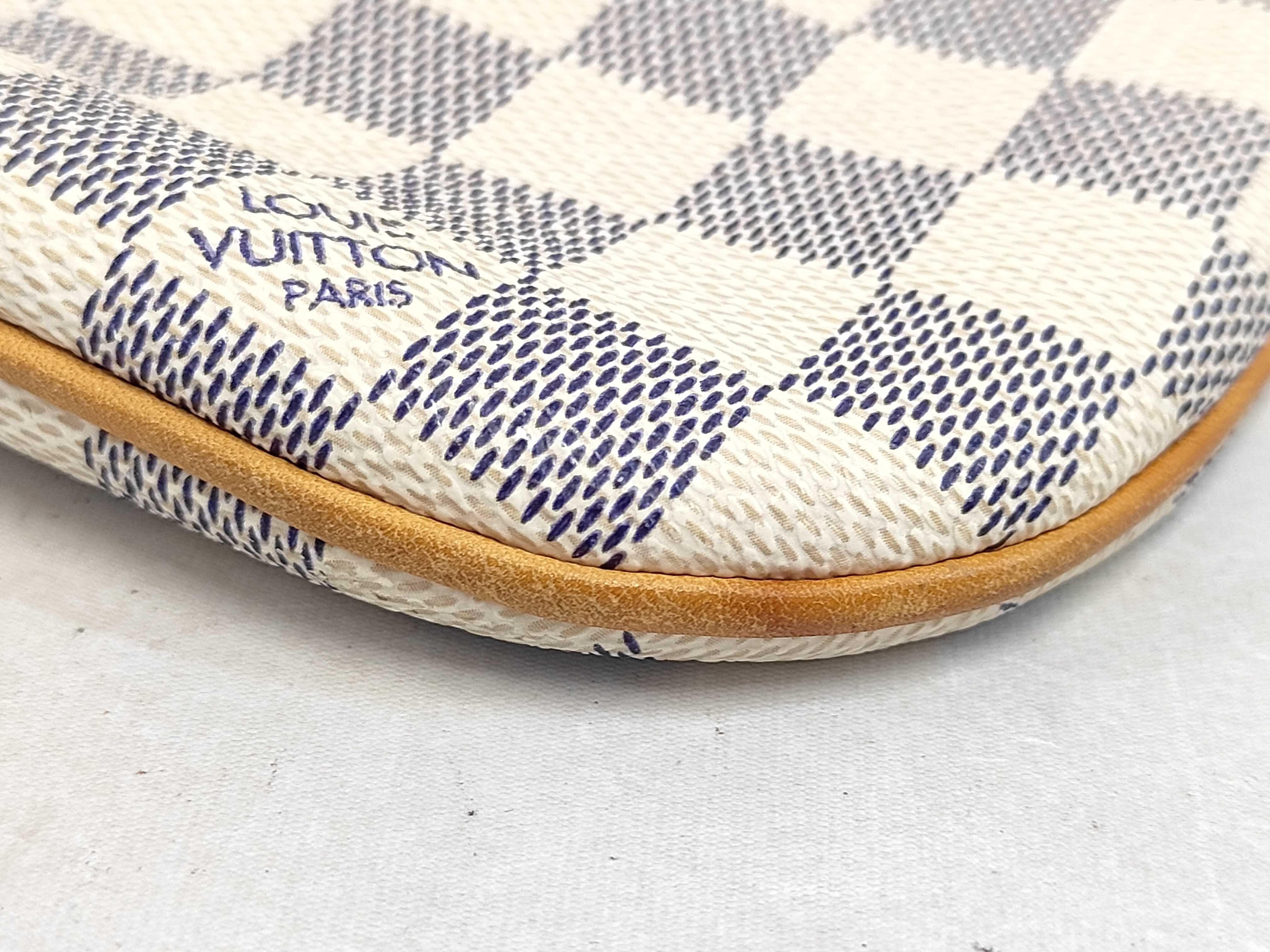 White Blue-Gray Damier Azur Line Pochette Bosphore Shoulder Bag — view 3