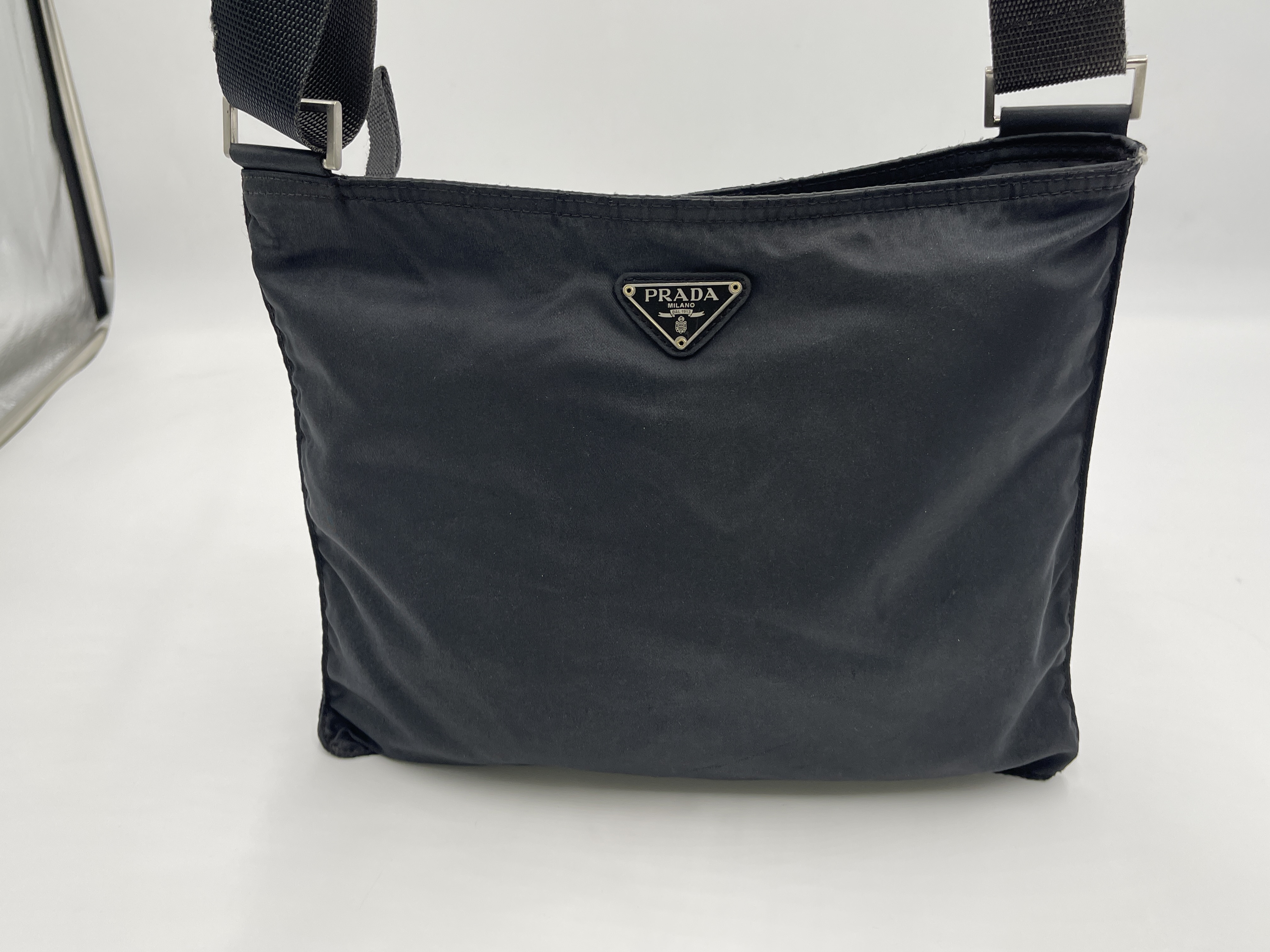 Nylon Black Triangle Logo Shoulder Bag — view 3