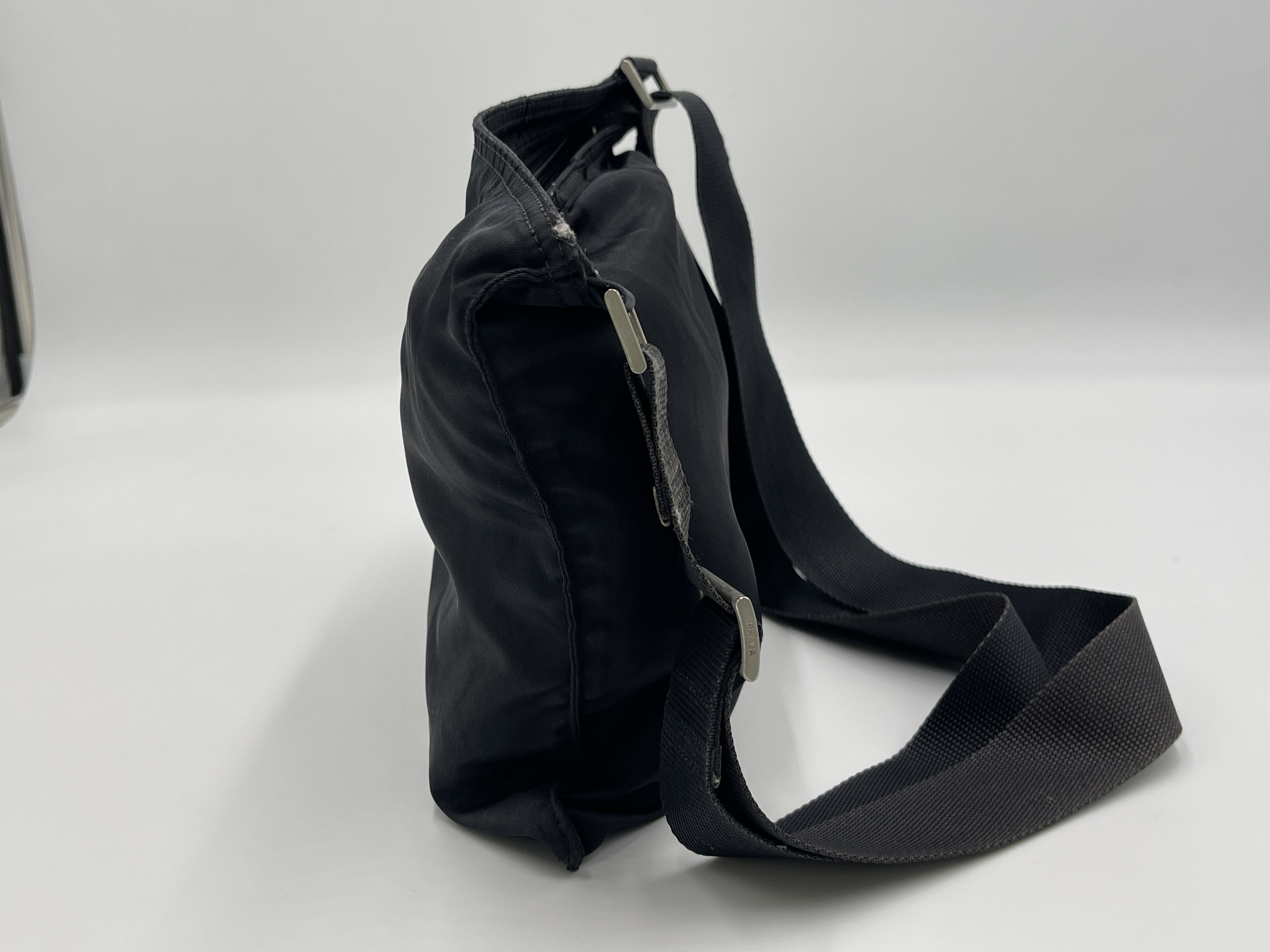 Nylon Black Triangle Logo Shoulder Bag — view 4
