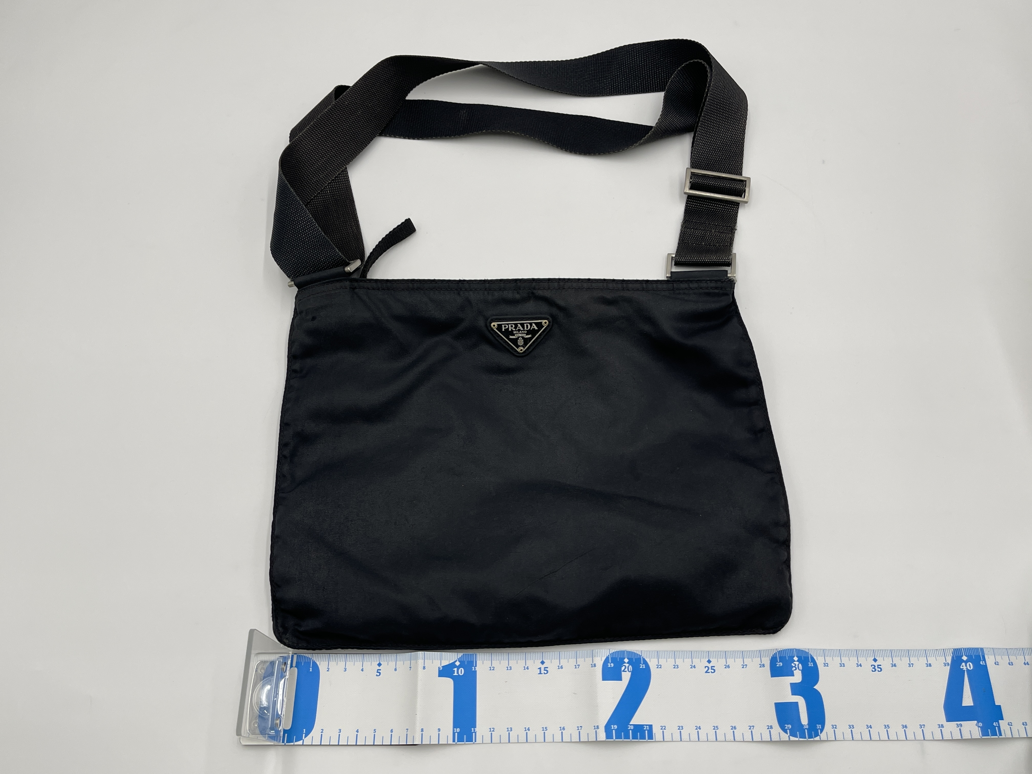 Nylon Black Triangle Logo Shoulder Bag — view 9
