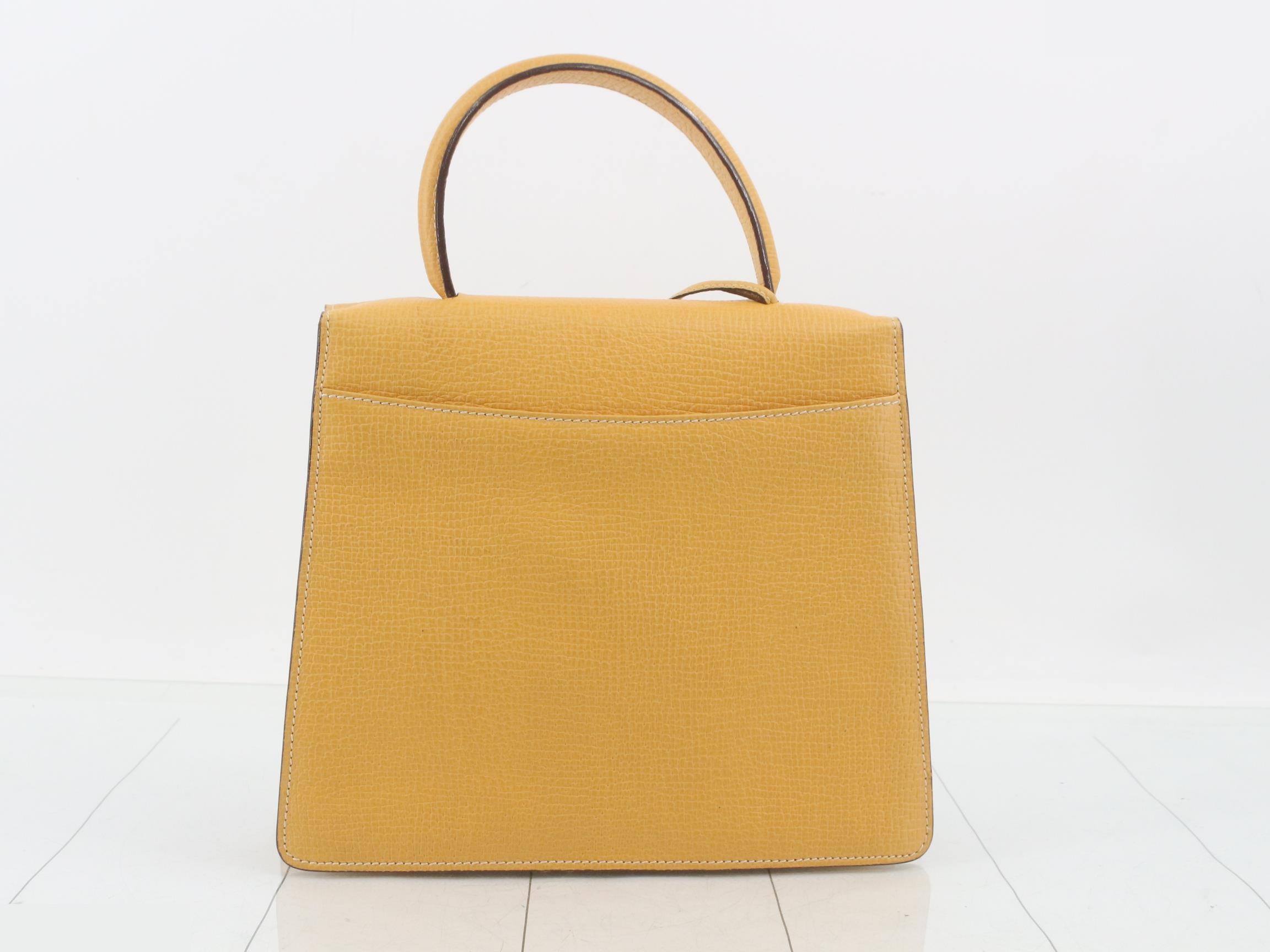 Barcelona Leather 2WAY Handbag Shoulder Bag Yellow — view 2