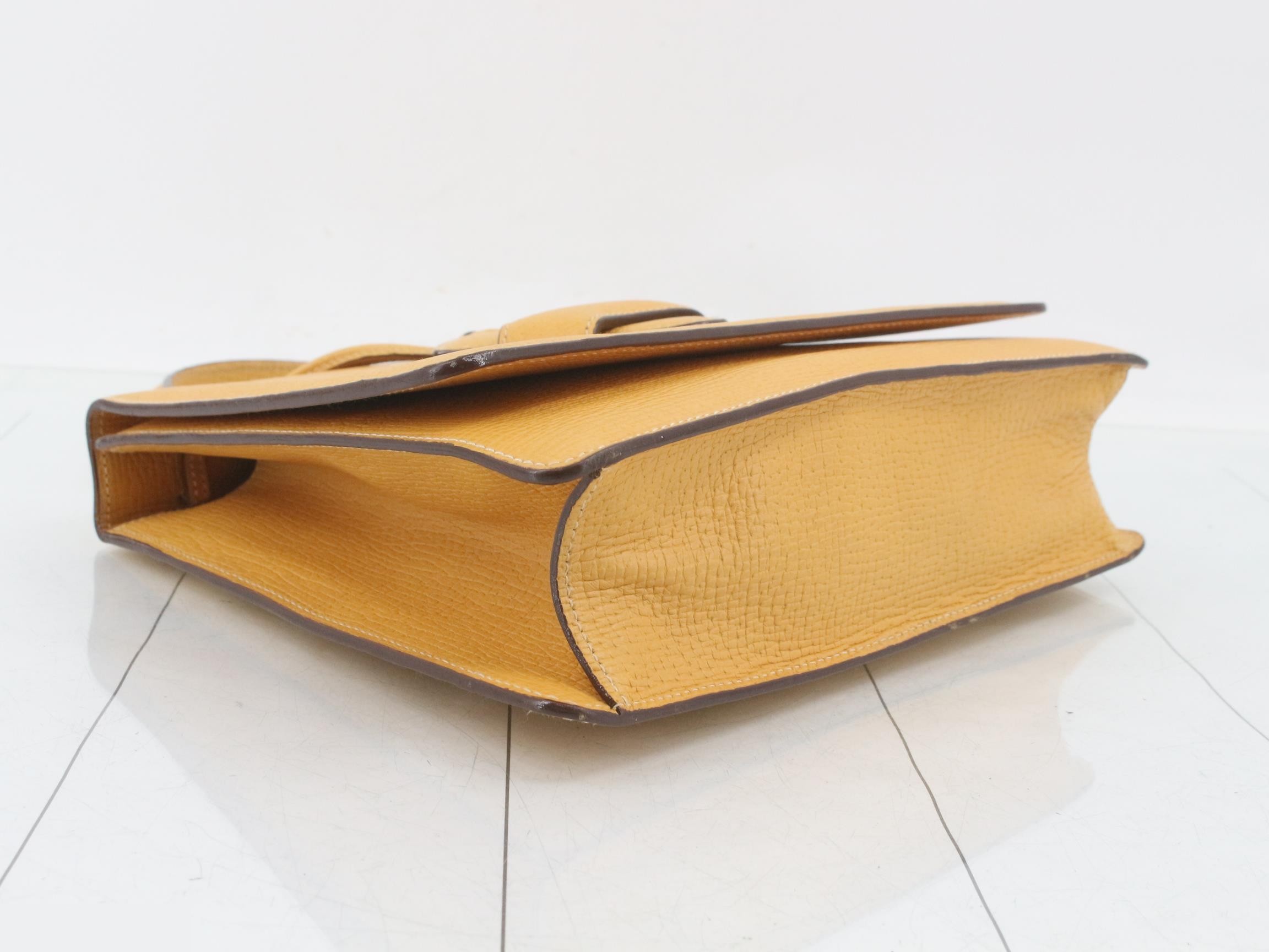 Barcelona Leather 2WAY Handbag Shoulder Bag Yellow — view 5