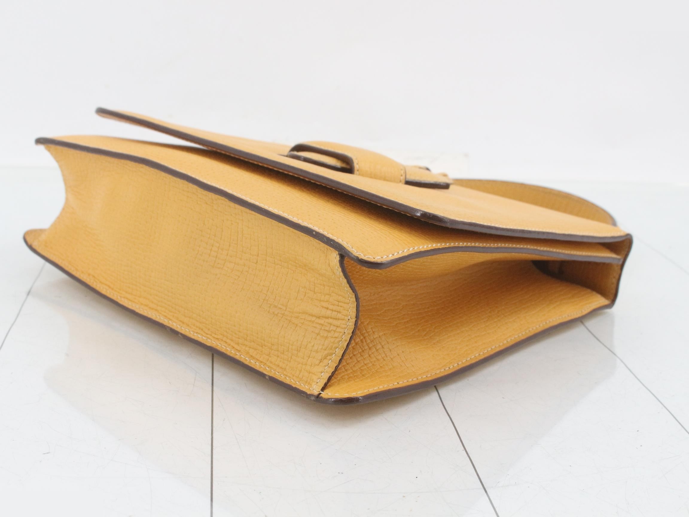 Barcelona Leather 2WAY Handbag Shoulder Bag Yellow — view 6