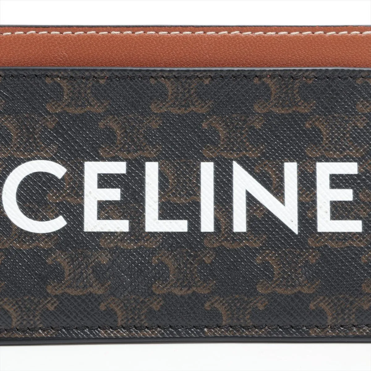 Triomphe Logo Leather Card Case Brown — view 4