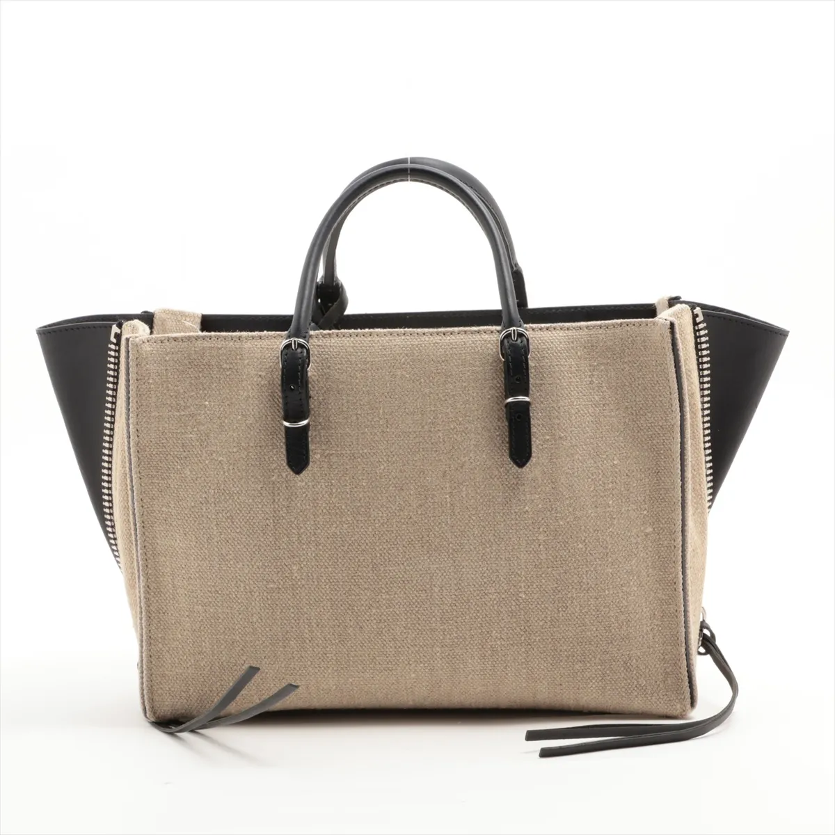 Paper Mini Canvas x Leather 2WAY Handbag Beige x Black 370926 with Mirror — view 2