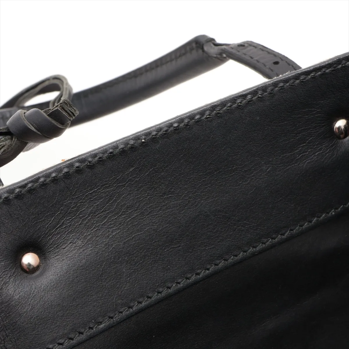 Paper Mini Canvas x Leather 2WAY Handbag Beige x Black 370926 with Mirror — view 12