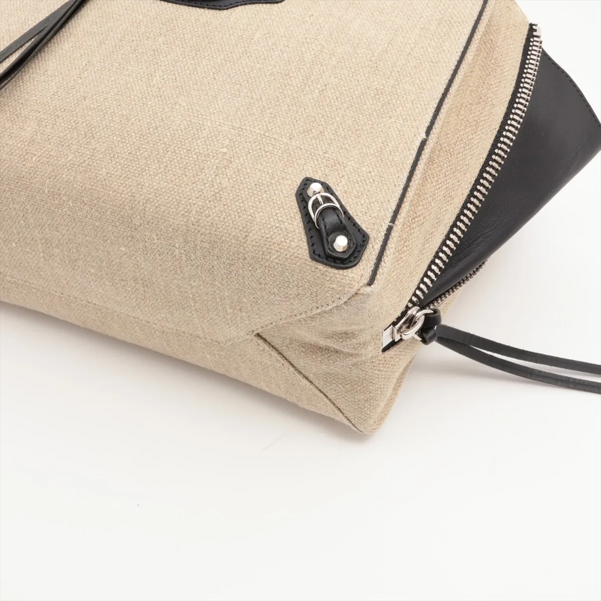 Paper Mini Canvas x Leather 2WAY Handbag Beige x Black 370926 with Mirror — view 3