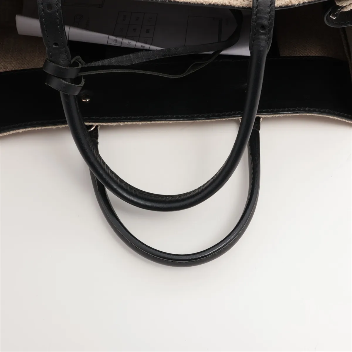 Paper Mini Canvas x Leather 2WAY Handbag Beige x Black 370926 with Mirror — view 5