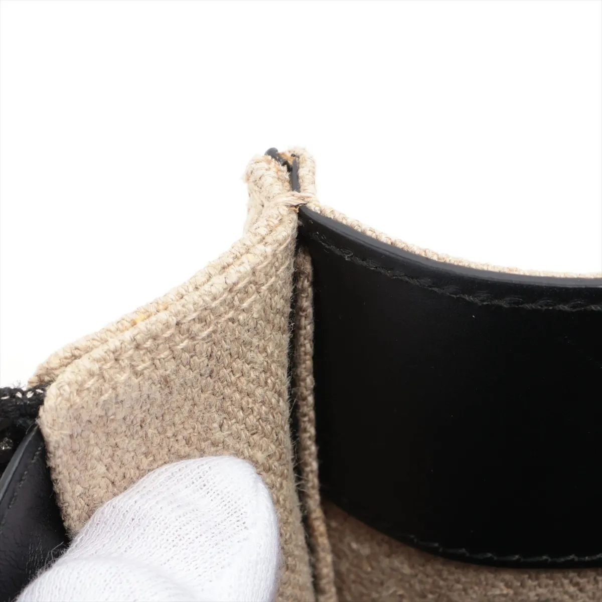 Paper Mini Canvas x Leather 2WAY Handbag Beige x Black 370926 with Mirror — view 10
