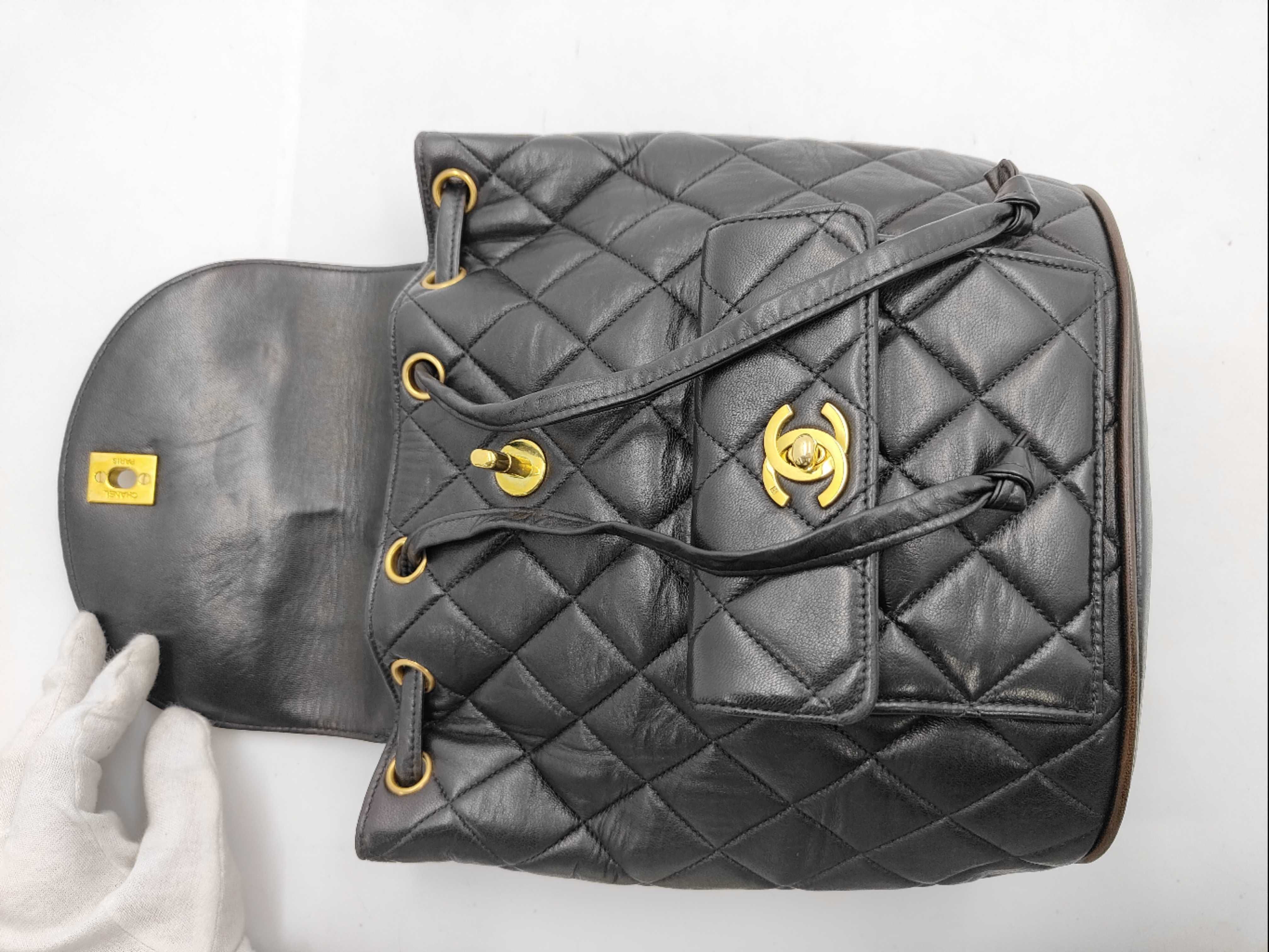 Matelassé/Lambskin Black Backpack — view 8