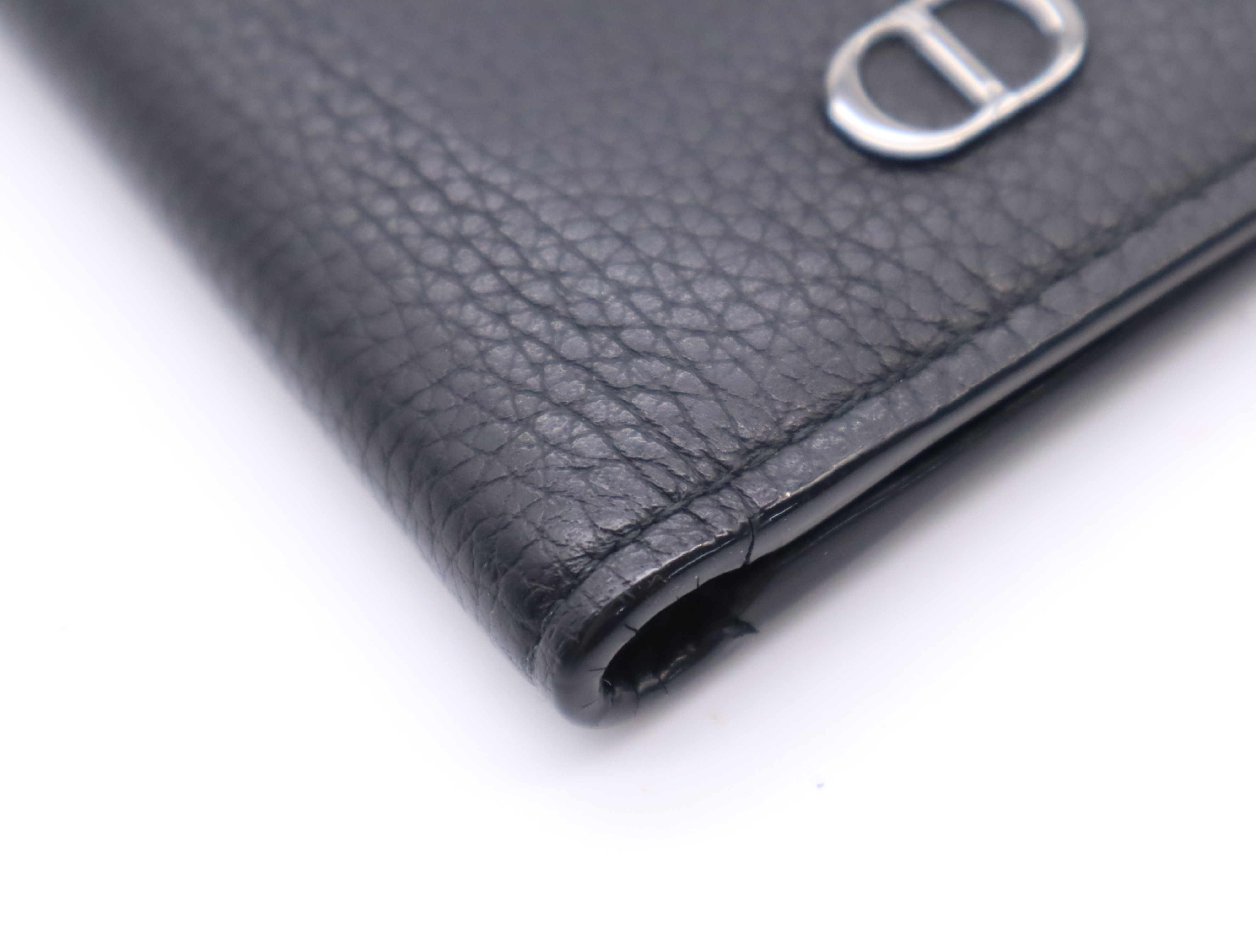 2ESCH138CDI_H00N CD Icon Grained Calfskin Bi-fold Card Holder, Black (Card Case/Pass Case/Business Card Holder) — view 6