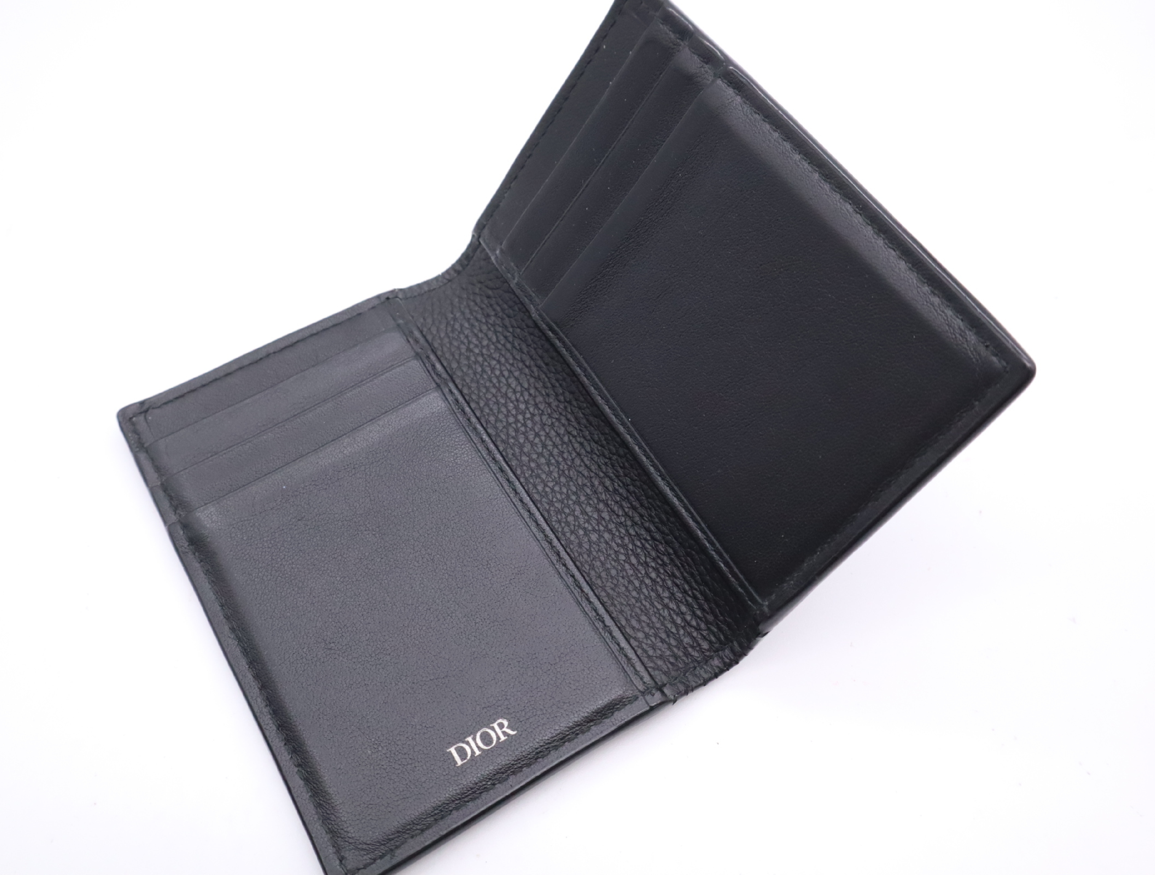 2ESCH138CDI_H00N CD Icon Grained Calfskin Bi-fold Card Holder, Black (Card Case/Pass Case/Business Card Holder) — view 10