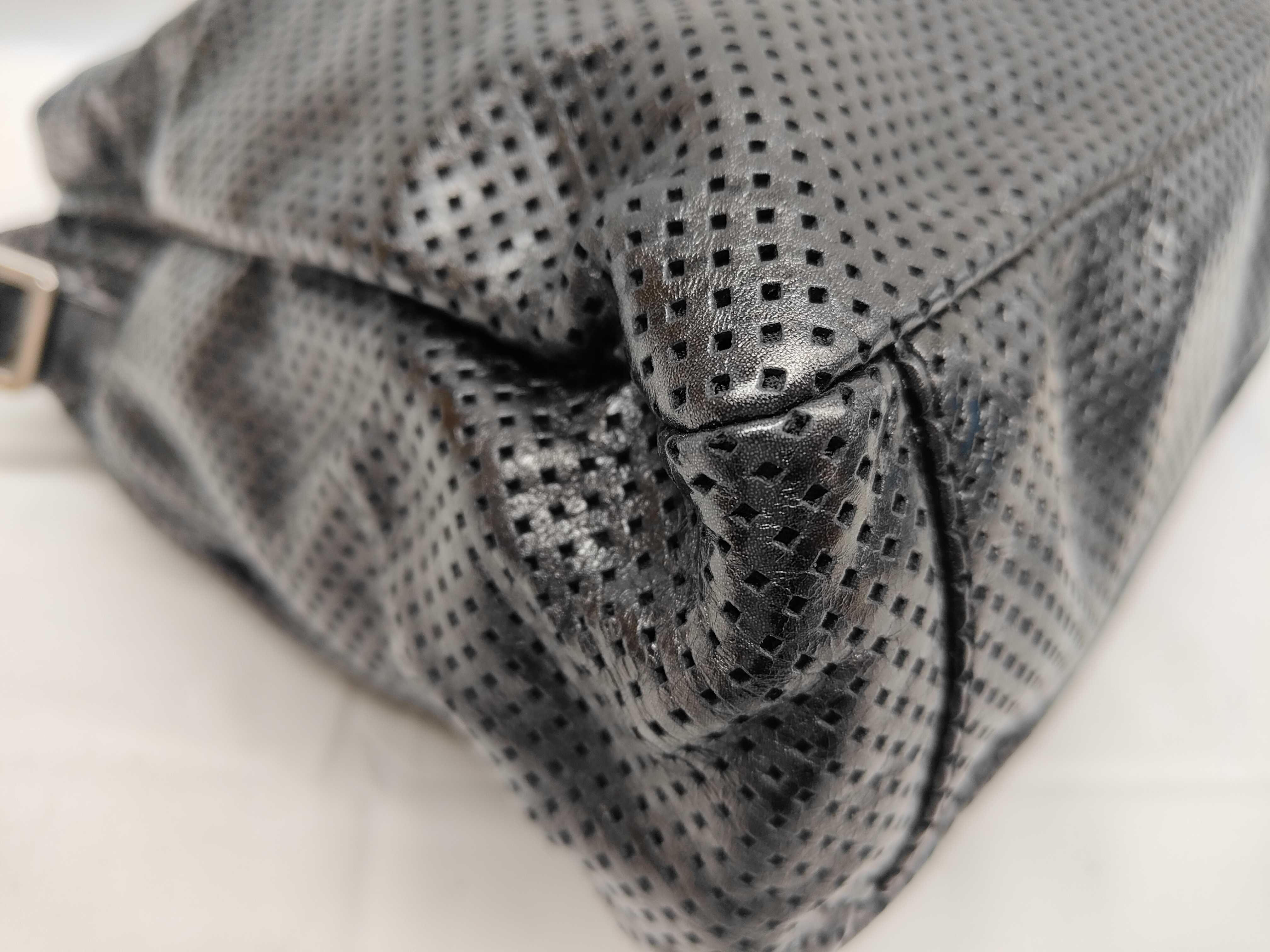 Coco Mark Perforated 2-Way Tote Bag, Dark Color, with Sticker, Serial Number 12-something, Shoulder Bag — view 5