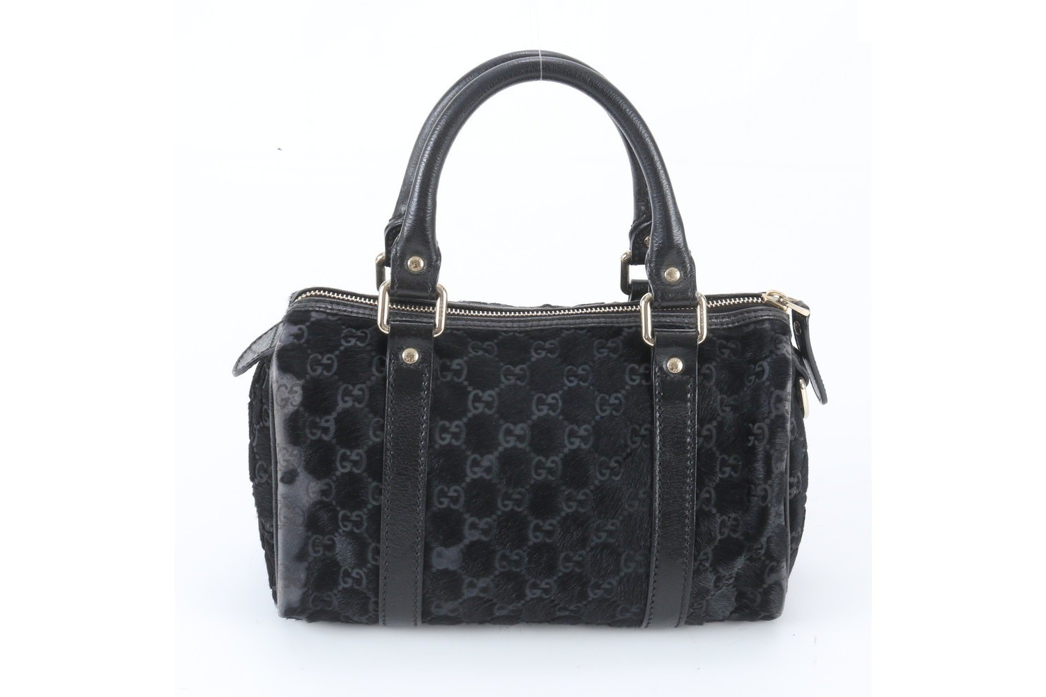GG Canvas Calf Hair Mini Boston Bag 193604 Leather Handbag — view 3