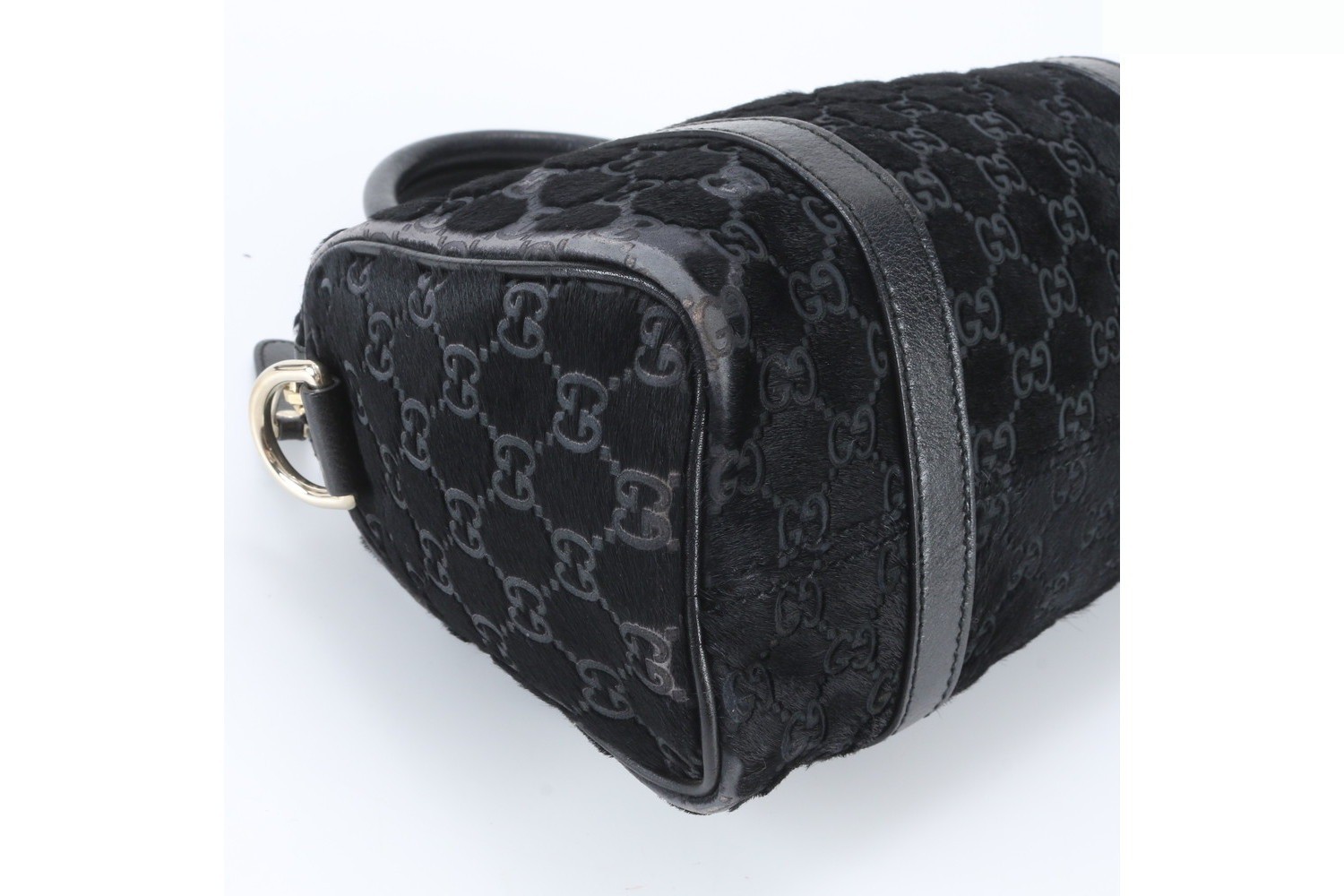 GG Canvas Calf Hair Mini Boston Bag 193604 Leather Handbag — view 6
