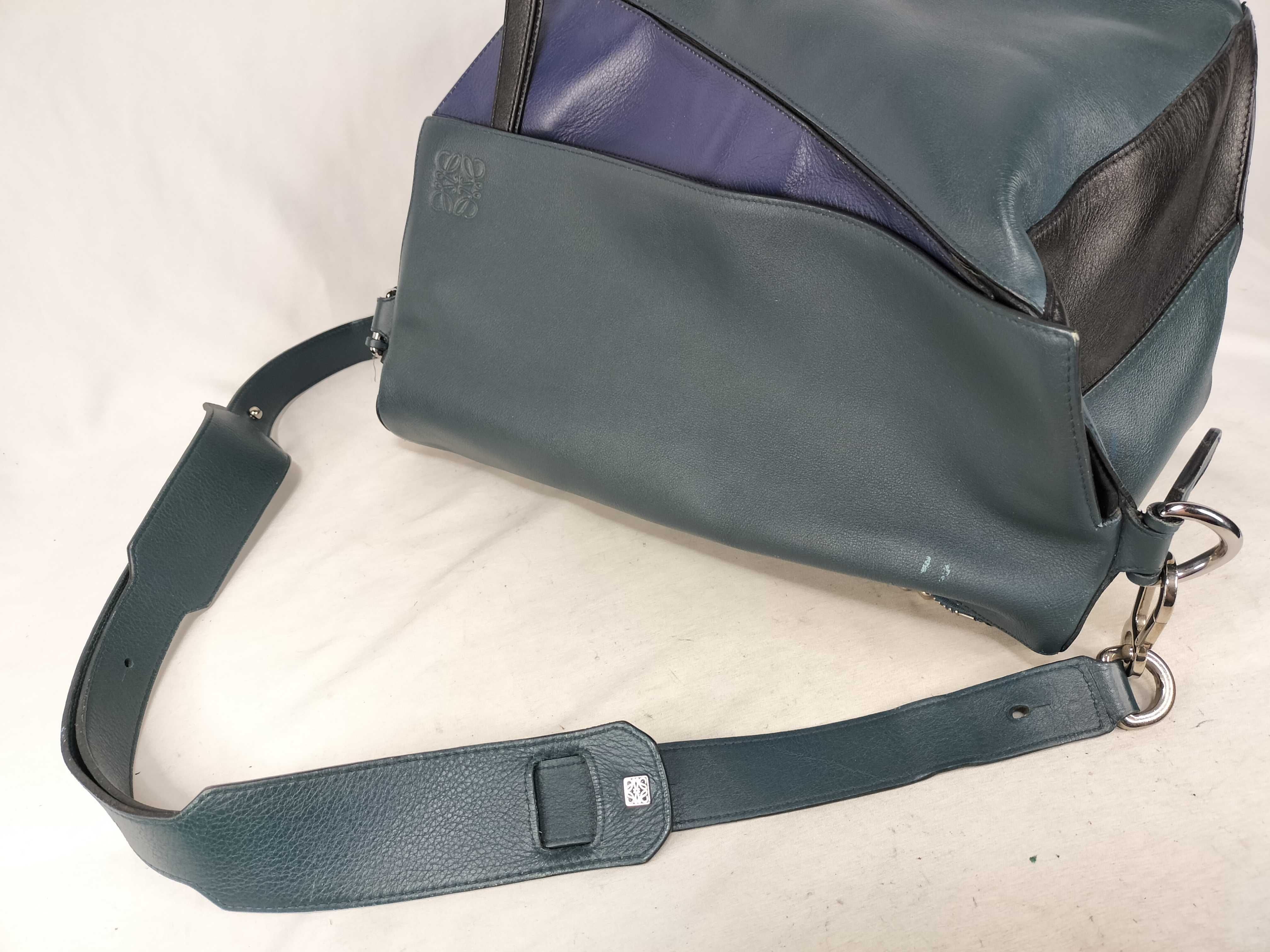 Navy Black Calf Puzzle Large Shoulder Bag — view 3