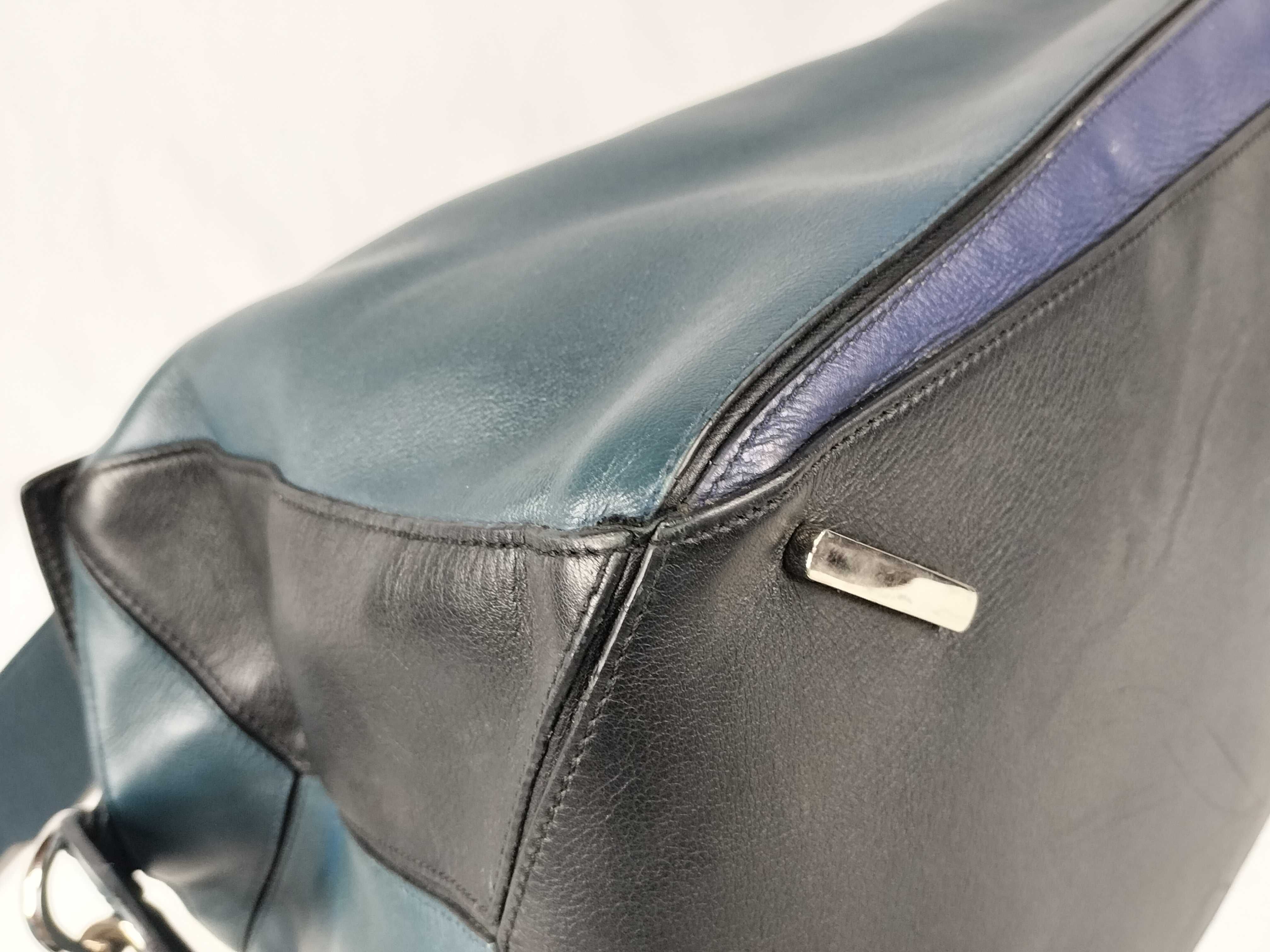 Navy Black Calf Puzzle Large Shoulder Bag — view 6