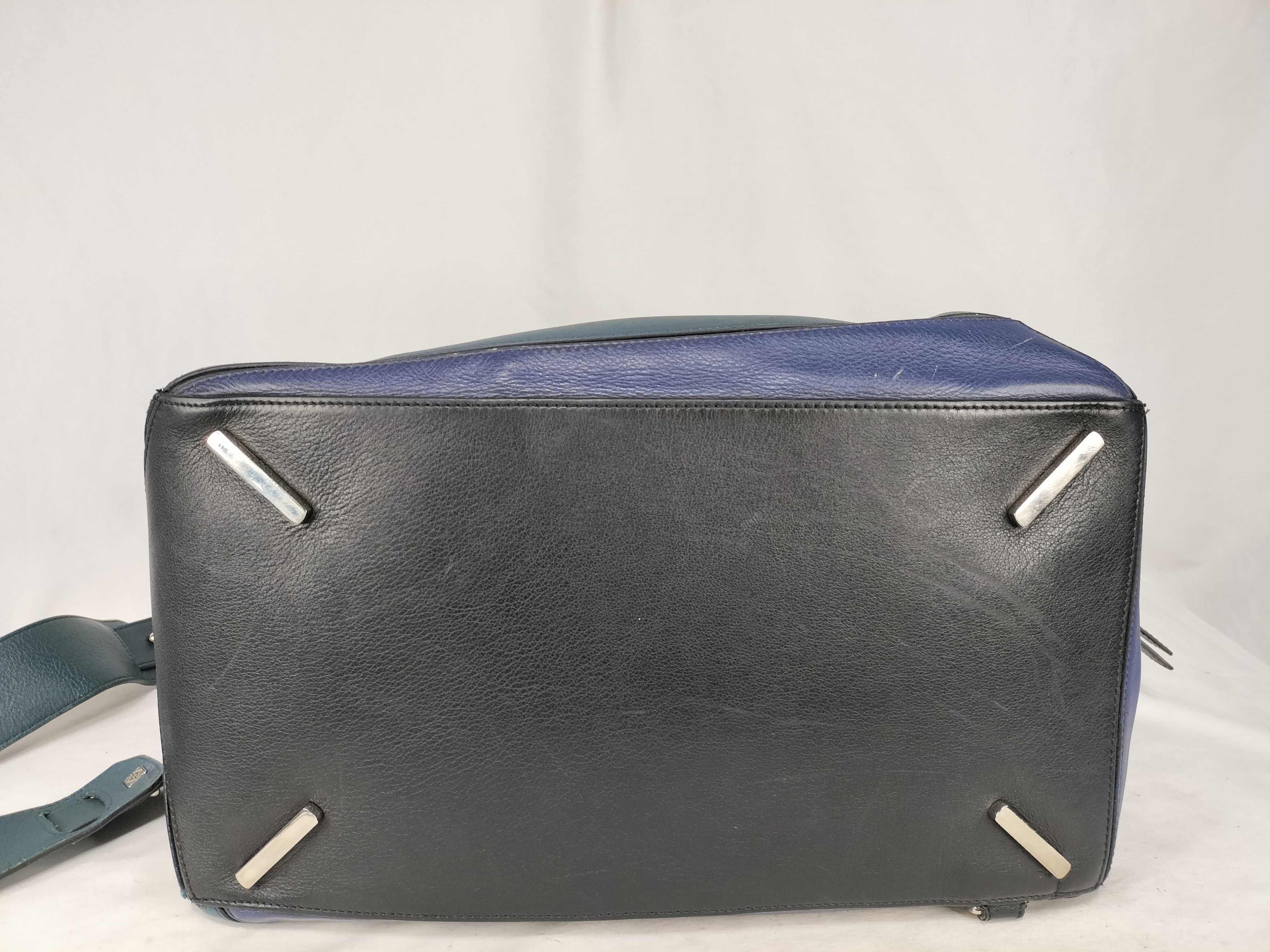 Navy Black Calf Puzzle Large Shoulder Bag — view 7