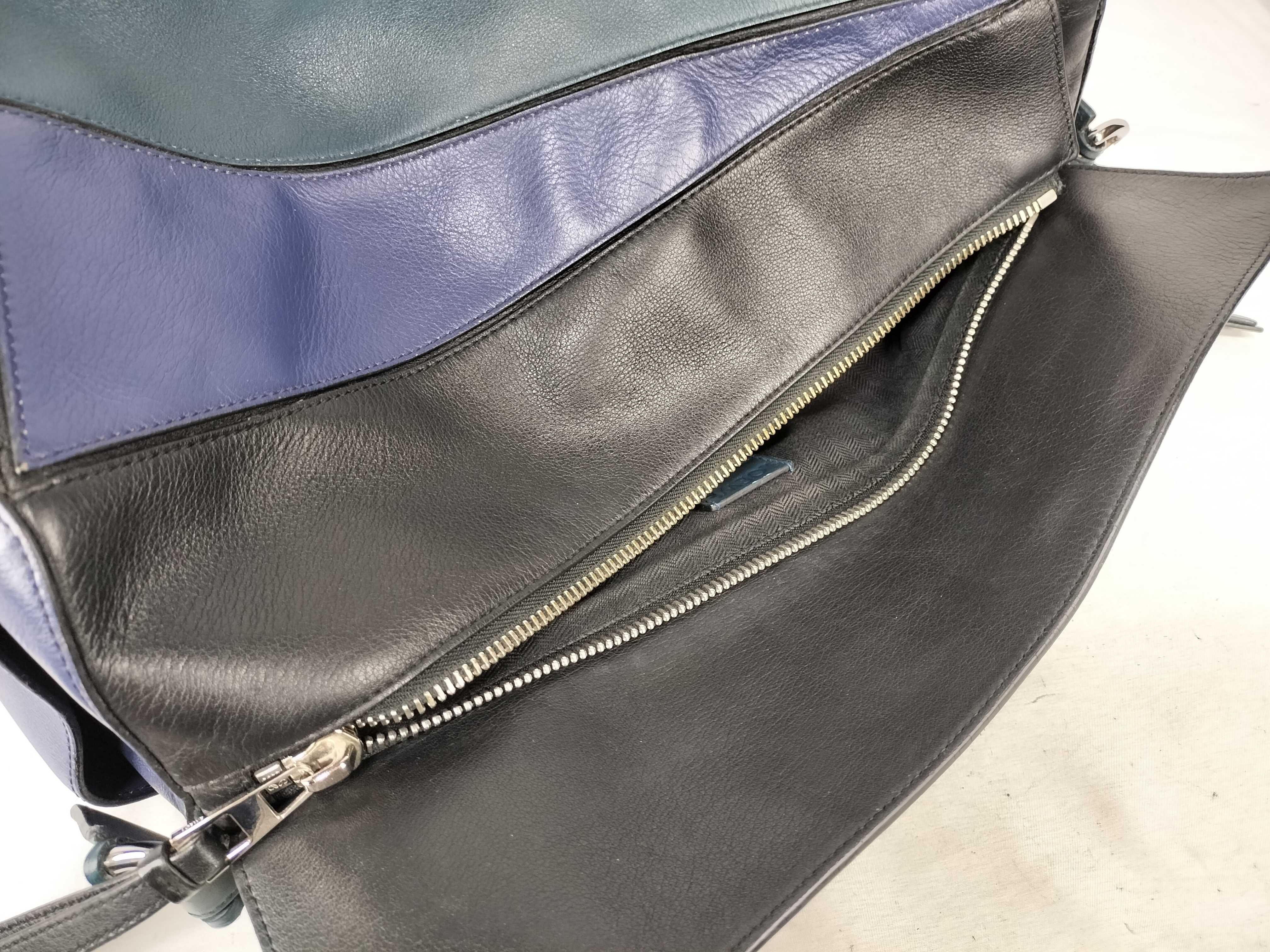 Navy Black Calf Puzzle Large Shoulder Bag — view 8