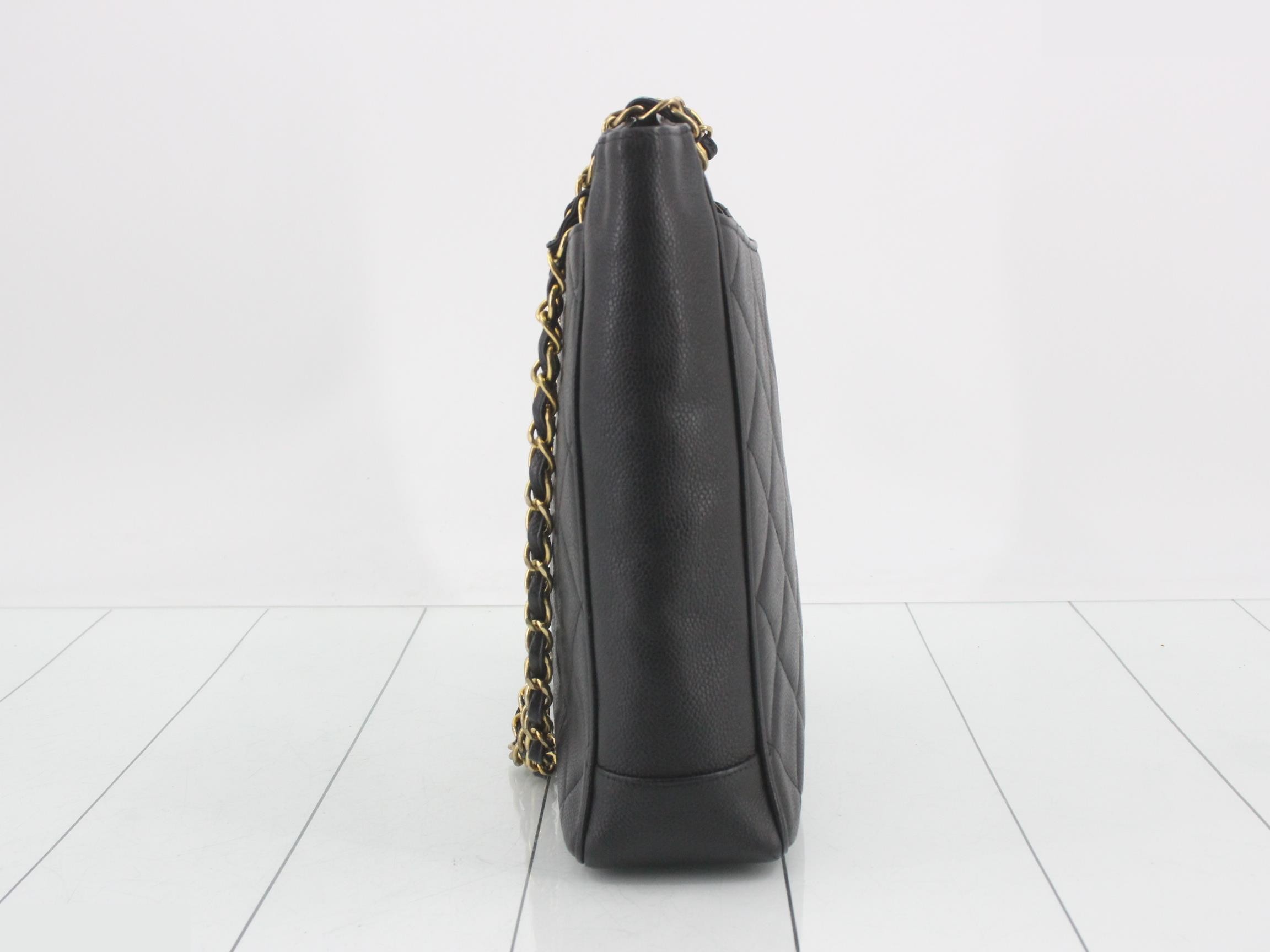 Matelassé Caviar Skin Chain Semi-Shoulder Bag — view 3