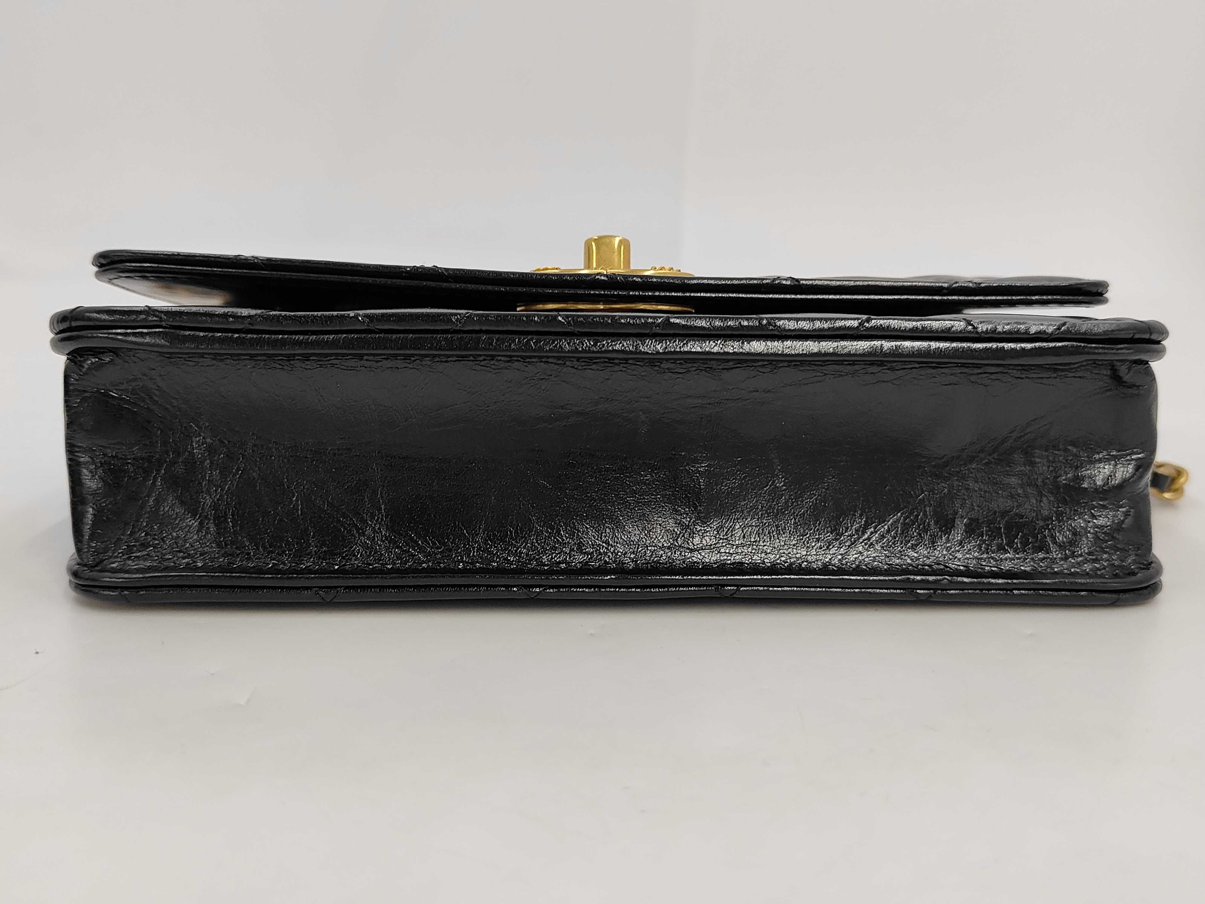 Matelassé Chain Wallet WOC Black Lambskin Coco Mark Gold Hardware Shoulder Bag — view 4