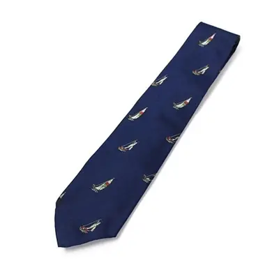 silk tie, navy, yacht pattern.