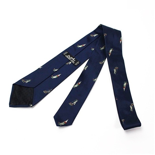 silk tie, navy, yacht pattern. — view 2