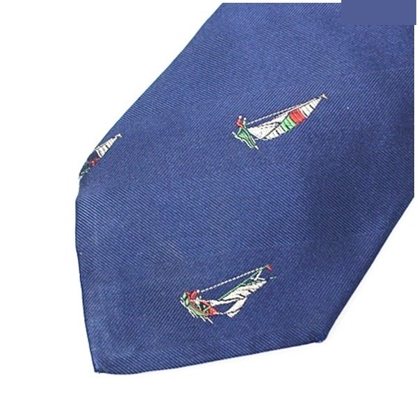 silk tie, navy, yacht pattern. — view 4
