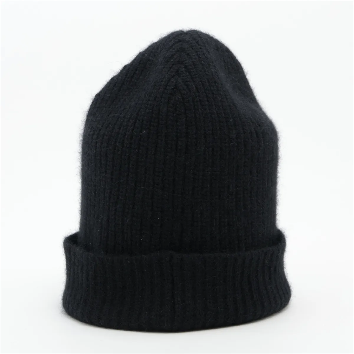 2A25R734L Knit Cap, Wool x Angora, Black. Shows signs of wear, — view 3