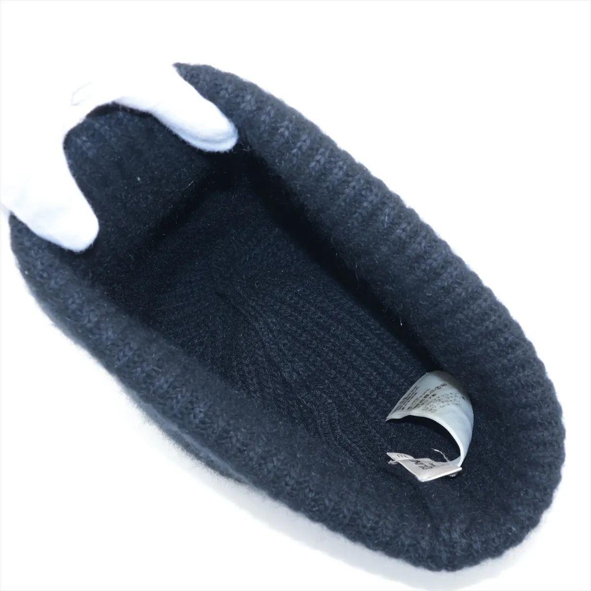 2A25R734L Knit Cap, Wool x Angora, Black. Shows signs of wear, — view 4
