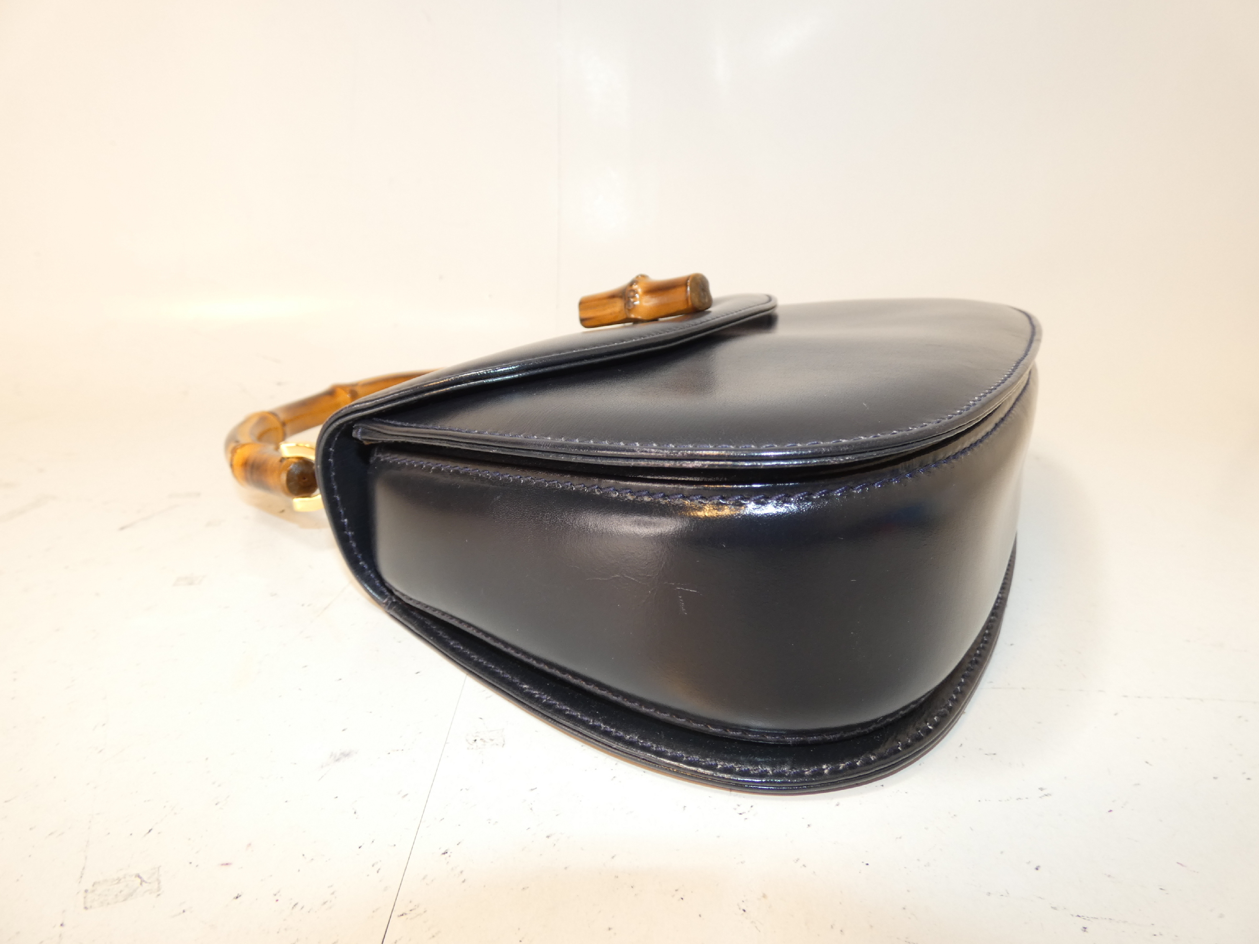 2-way Bamboo Turnlock Black Leather Handbag — view 6