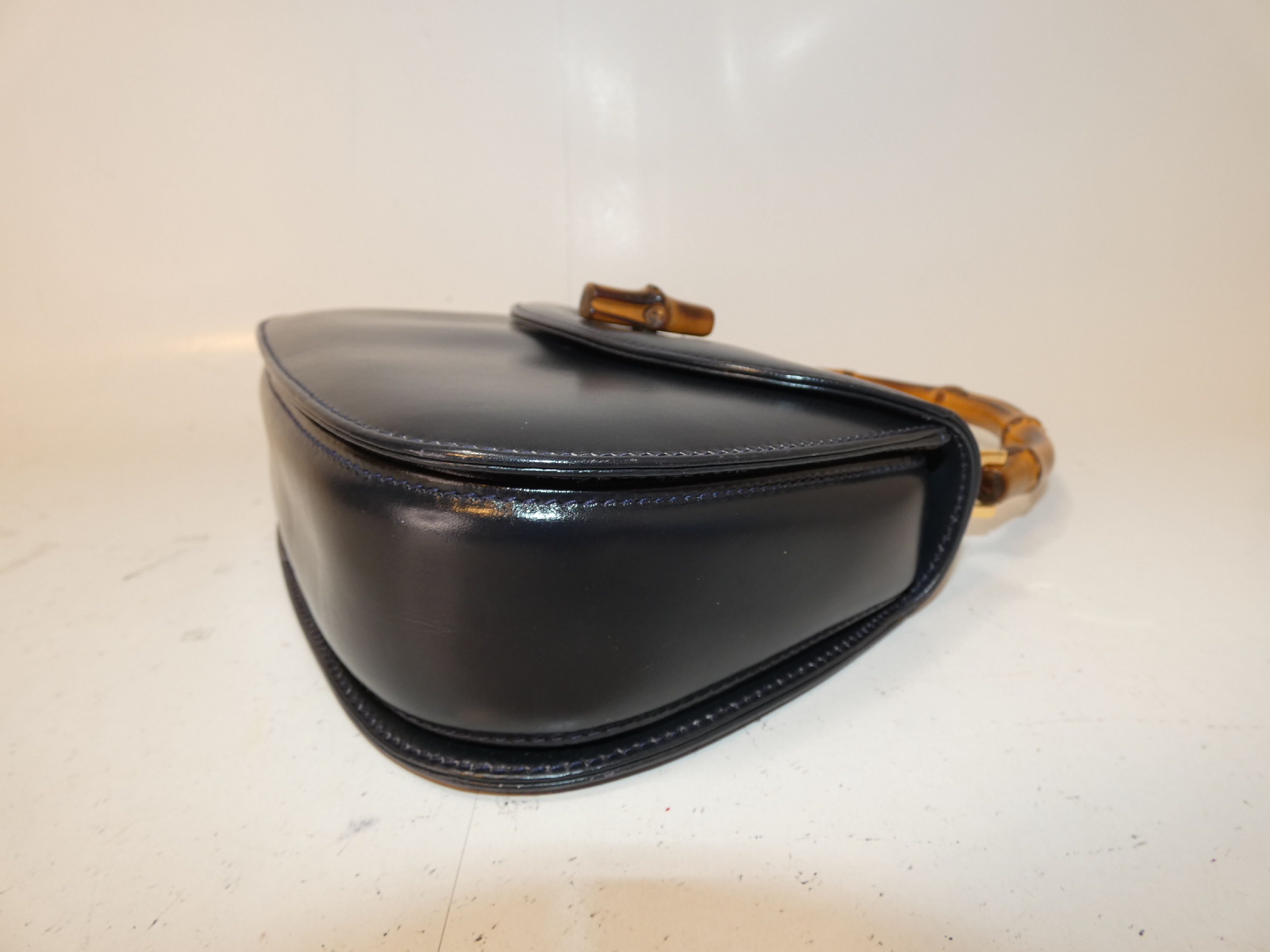 2-way Bamboo Turnlock Black Leather Handbag — view 7