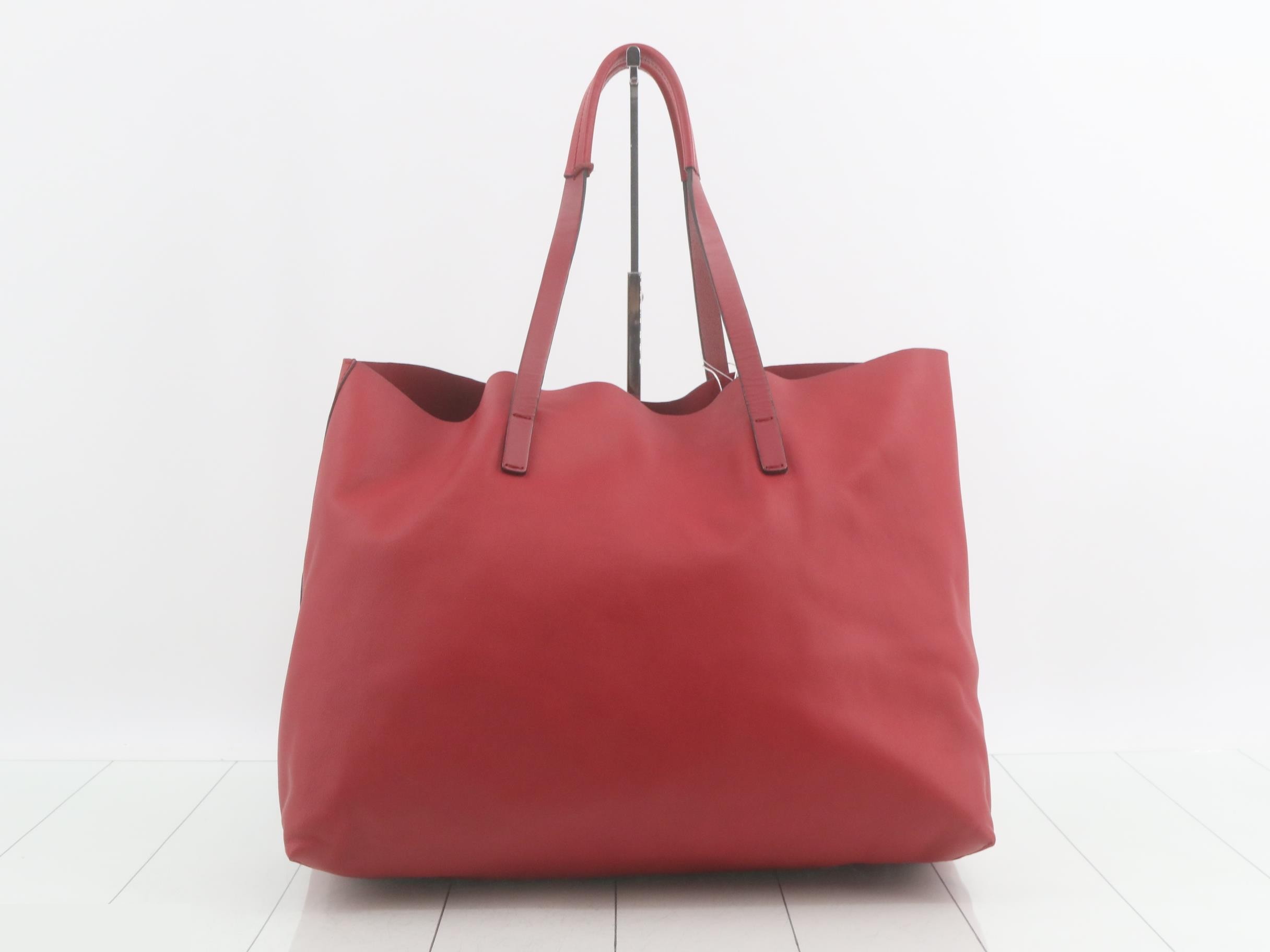 Horsebit Leather Tote Bag, Red — view 2