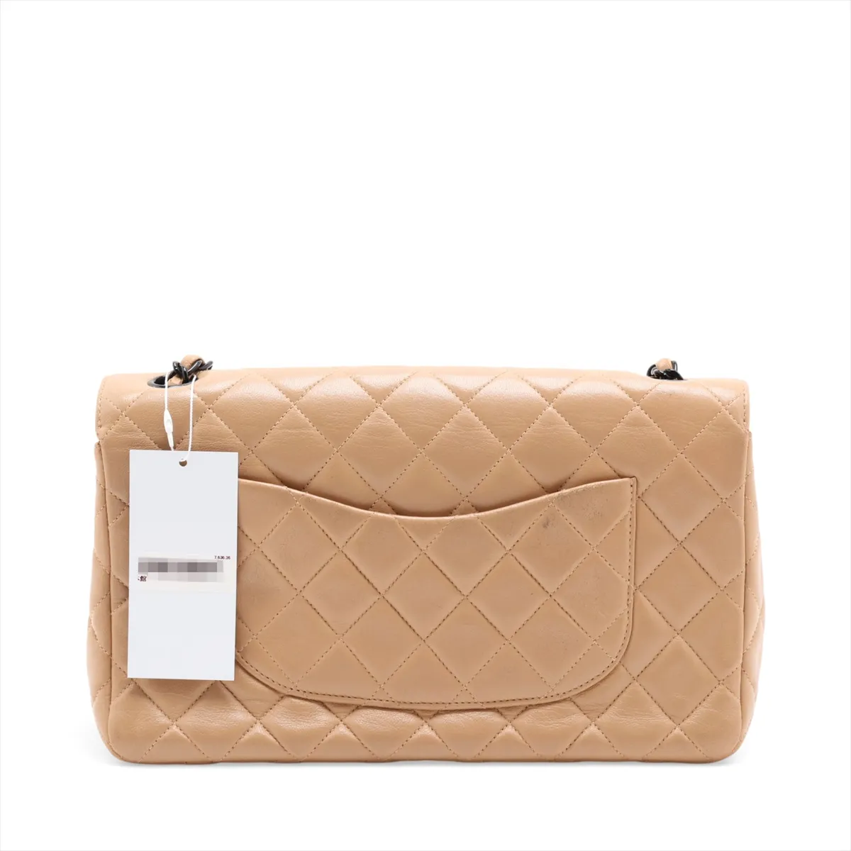 Matelassé 25 Lambskin Single Flap Single Chain Bag, Brown with Black Hardware, A01112 — view 2