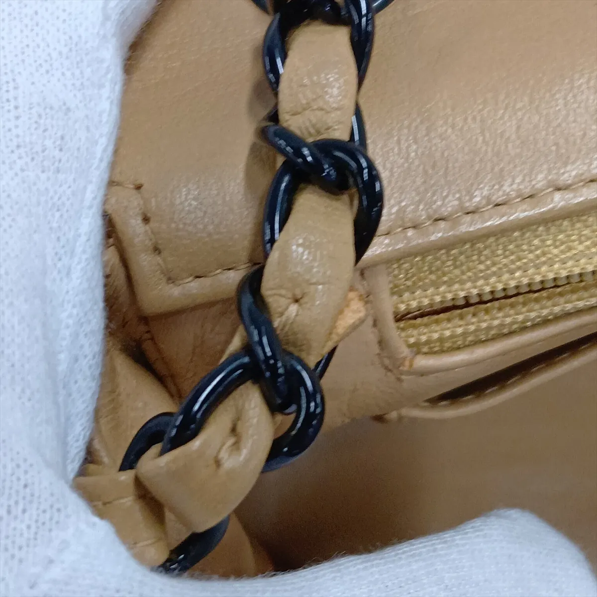 Matelassé 25 Lambskin Single Flap Single Chain Bag, Brown with Black Hardware, A01112 — view 14