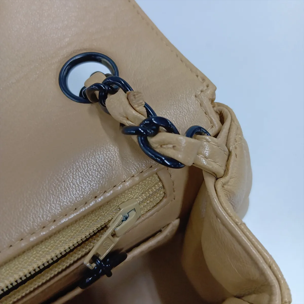Matelassé 25 Lambskin Single Flap Single Chain Bag, Brown with Black Hardware, A01112 — view 15