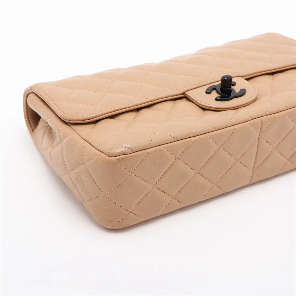 Matelassé 25 Lambskin Single Flap Single Chain Bag, Brown with Black Hardware, A01112 — view 4