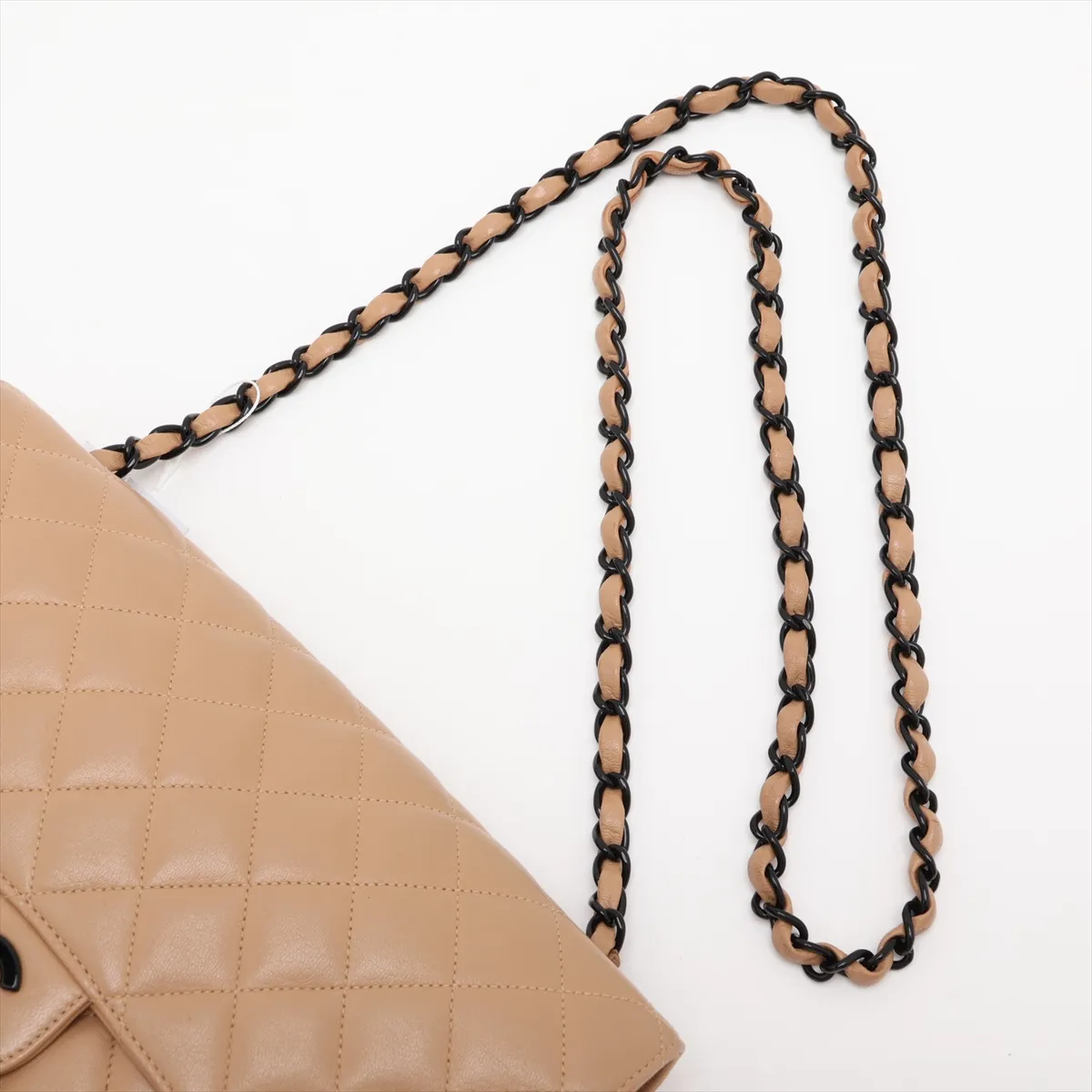 Matelassé 25 Lambskin Single Flap Single Chain Bag, Brown with Black Hardware, A01112 — view 5